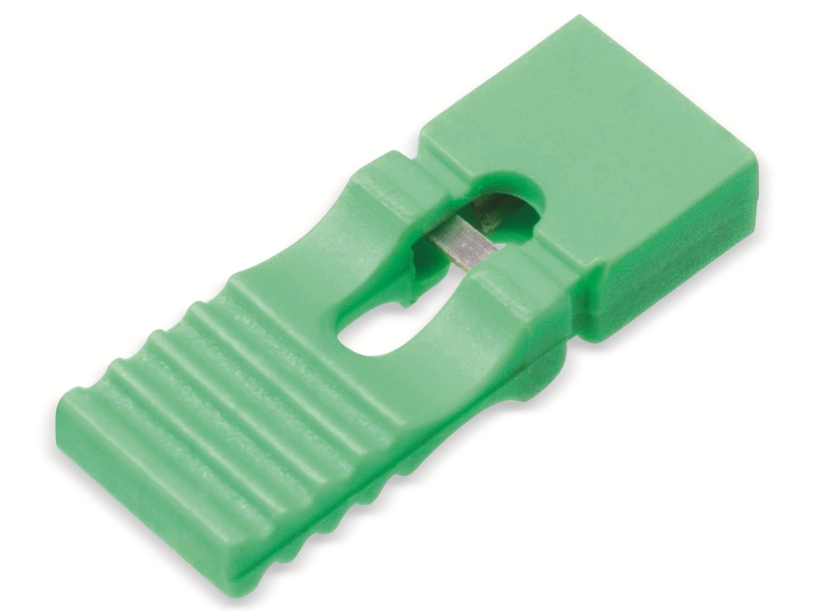 Kurzschlussbrücke / Jumper, grün, 2,54 mm, mit Grifflasche, 2 Pol