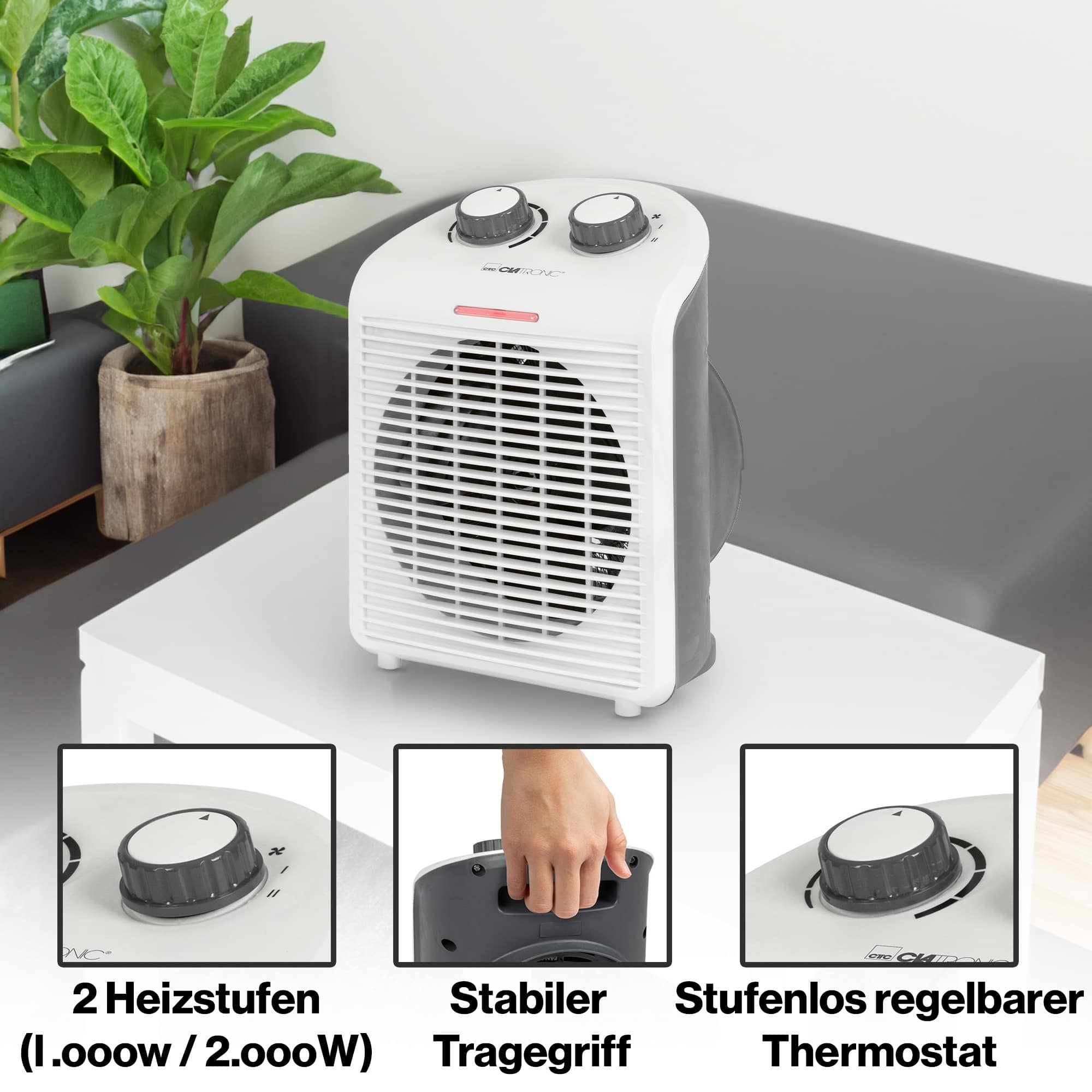 CLATRONIC Heizlüfter HL 3761, 2000 W, weiß CLATRONIC Heizlüfter HL 3761, 2000 W, weiß