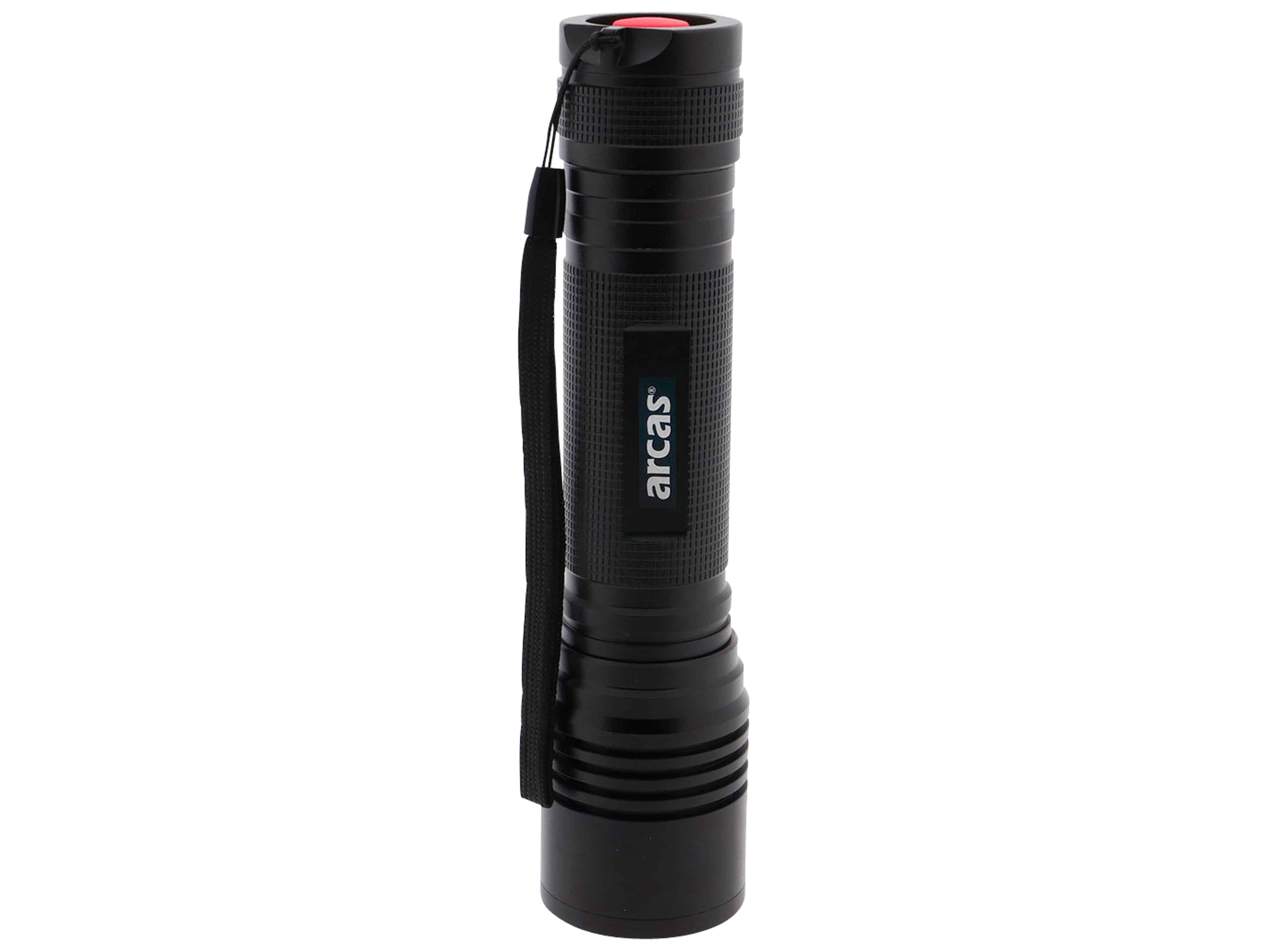 ARCAS LED-Taschenlampe, 18 W, 1600 lm, Zoom, Aluminium, schwarz