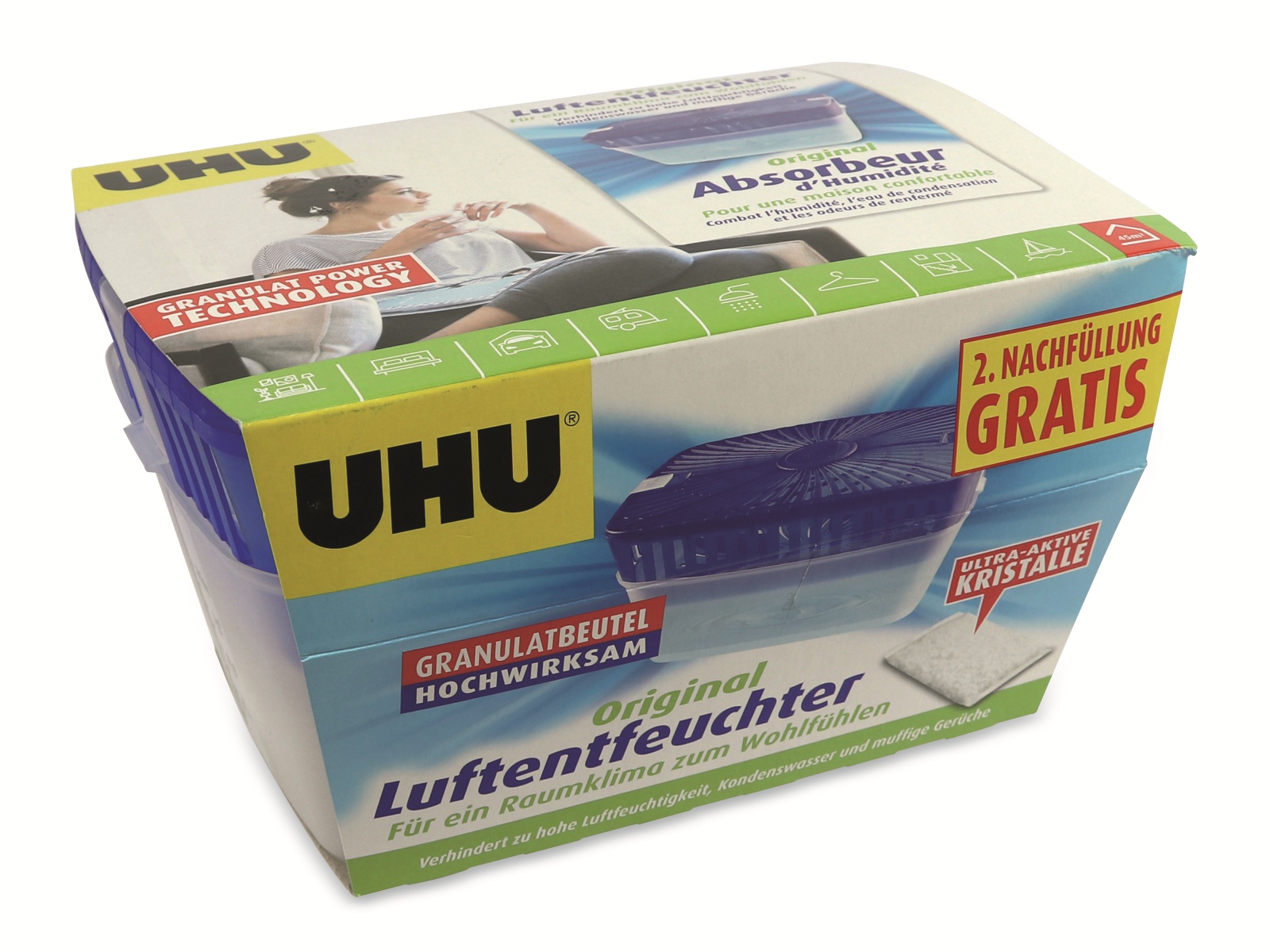 UHU Luftentfeuchter Original 52195, inkl. 2x1000 g Granulat UHU Luftentfeuchter Original 52195, inkl. 2x1000 g Granulat