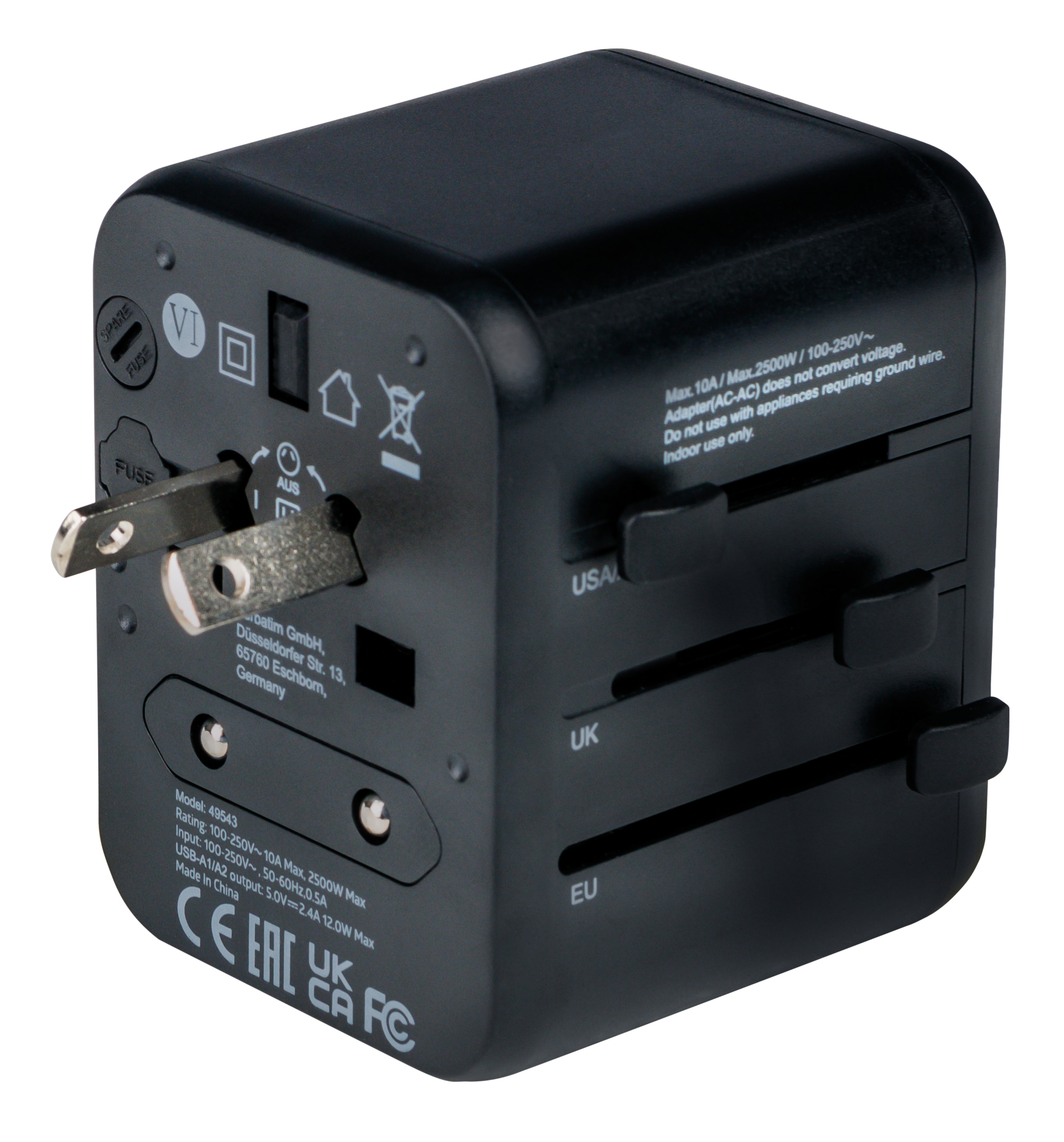 VERBATIM Universal-Reise-Adapter UTA-01, 1x Stromstecker, 2x USB-A