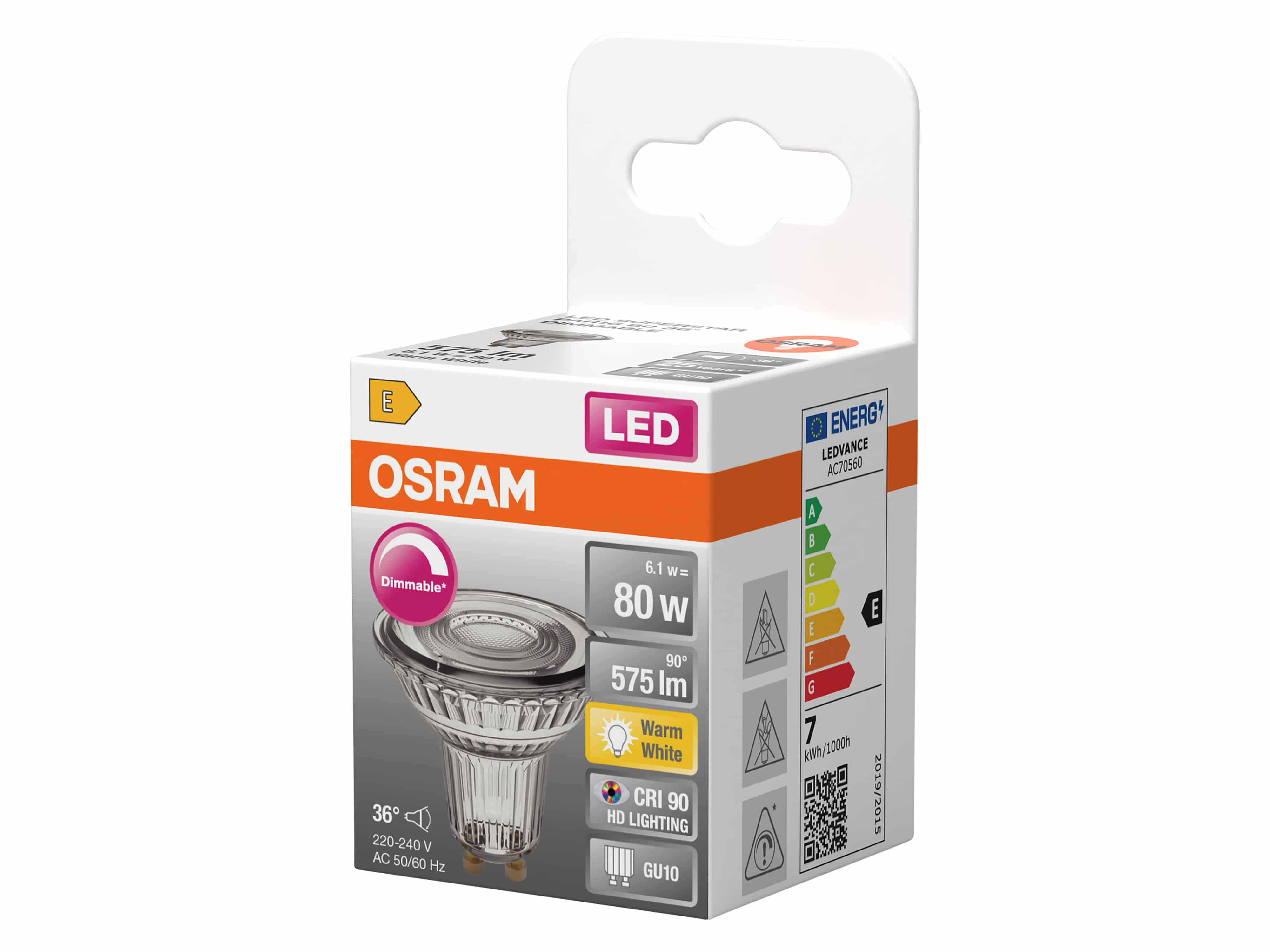 OSRAM LED-Lampe SUPERSTAR, dimmbar, E14, 6,1 W, 2700 K, EEK: E, 575 lm, warmweiß
