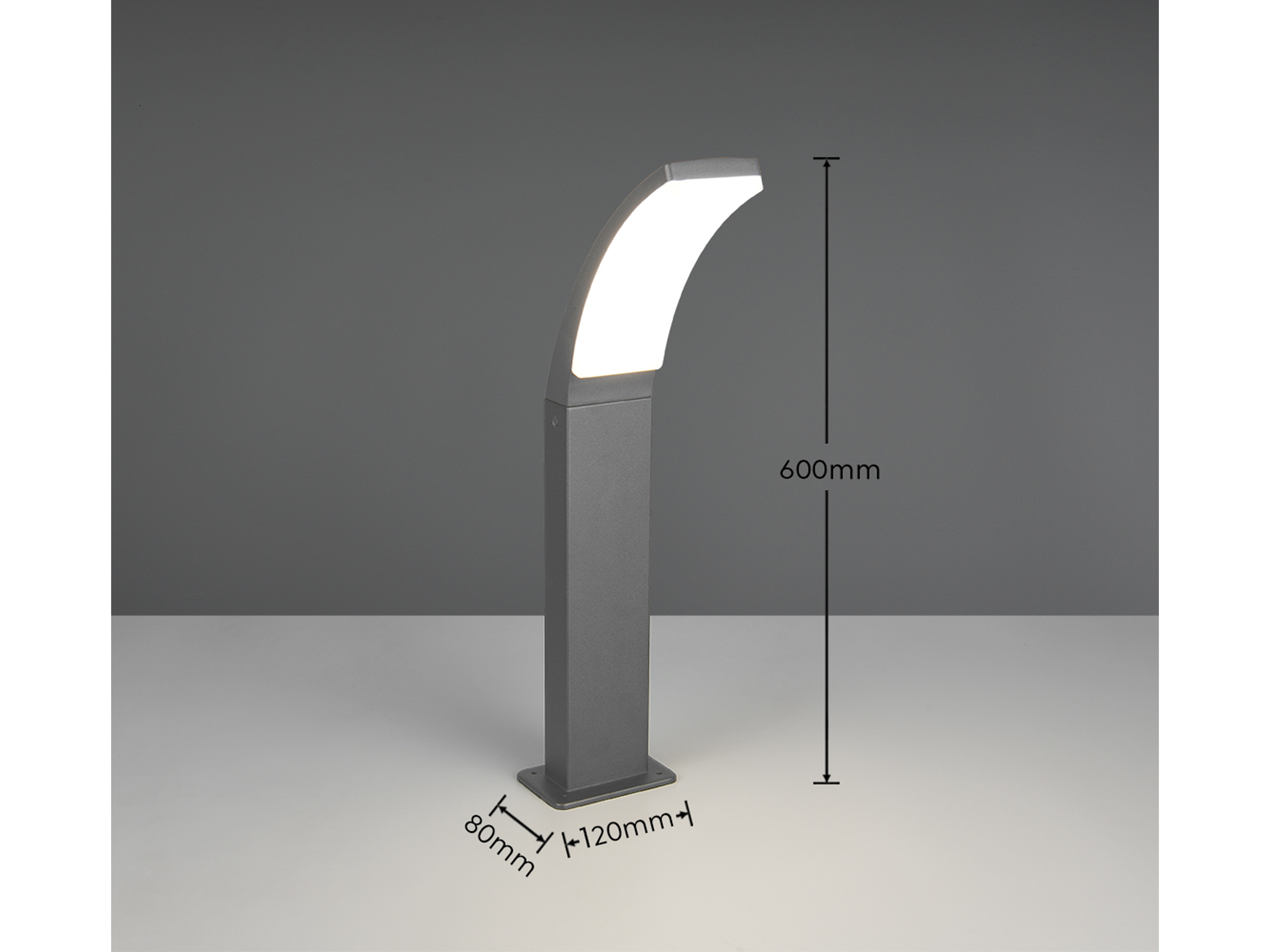 REALITY LED-Wegeleuchte Beja R53356142, 12,5W, 4000K, 1650lm, neutralweiß, IP44, anthrazit