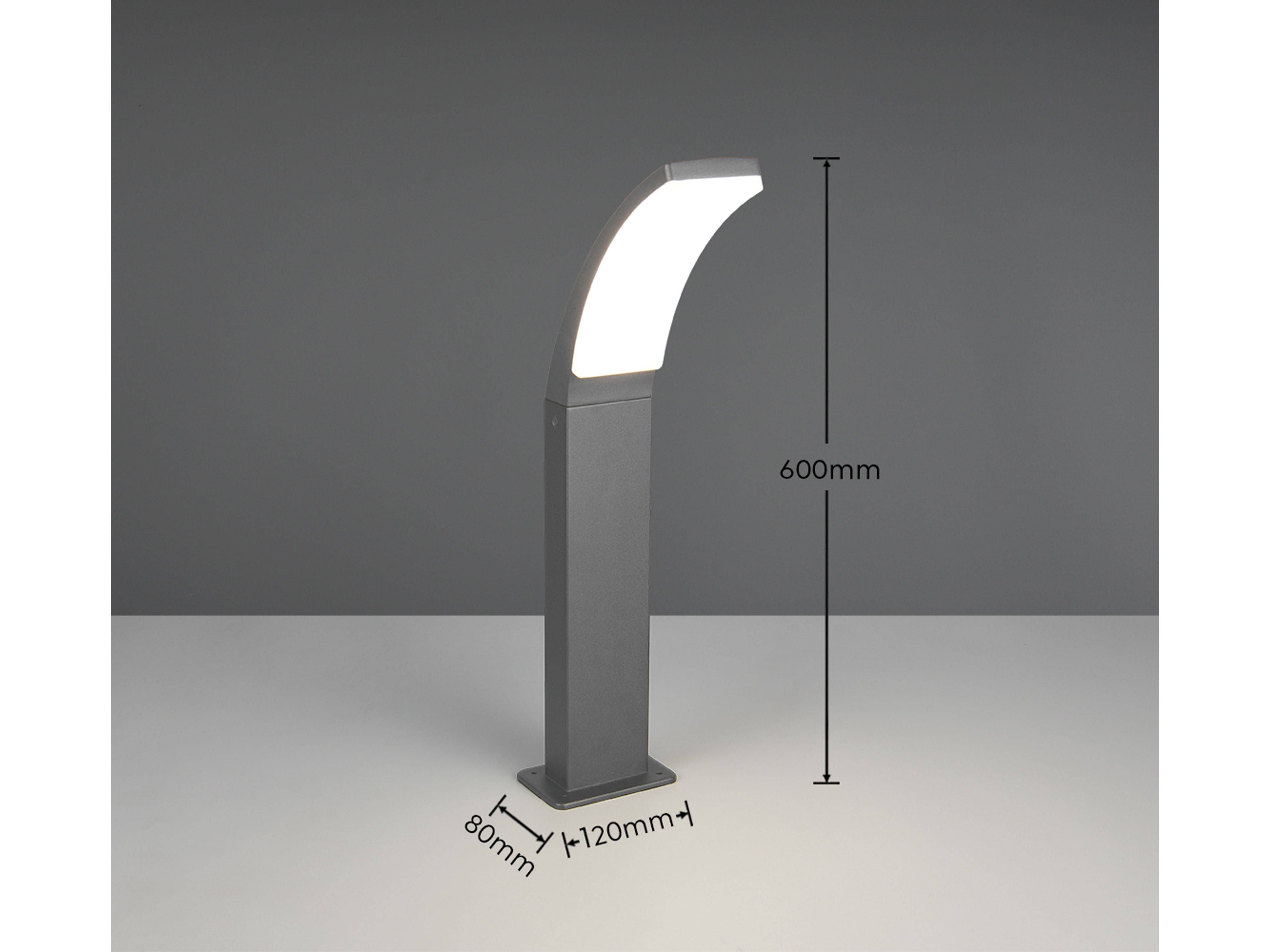 REALITY LED-Wegeleuchte Beja R53356142, 12,5W, 4000K, 1650lm, neutralweiß, IP44, anthrazit