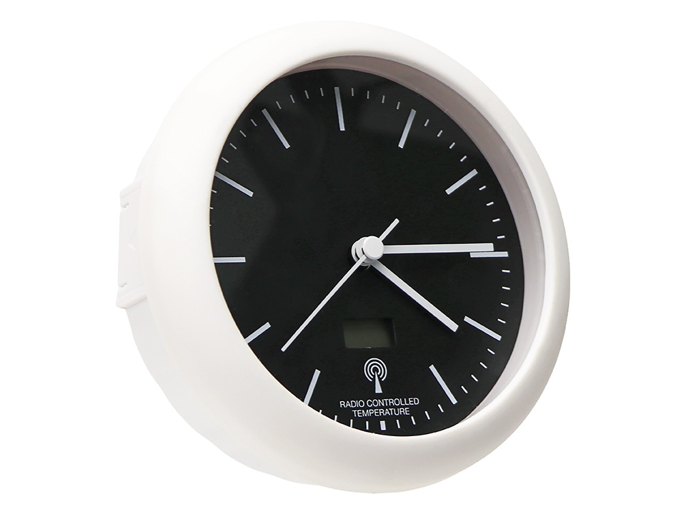 Analoge Funkuhr, Temperaturanzeige, weiß/schwarz