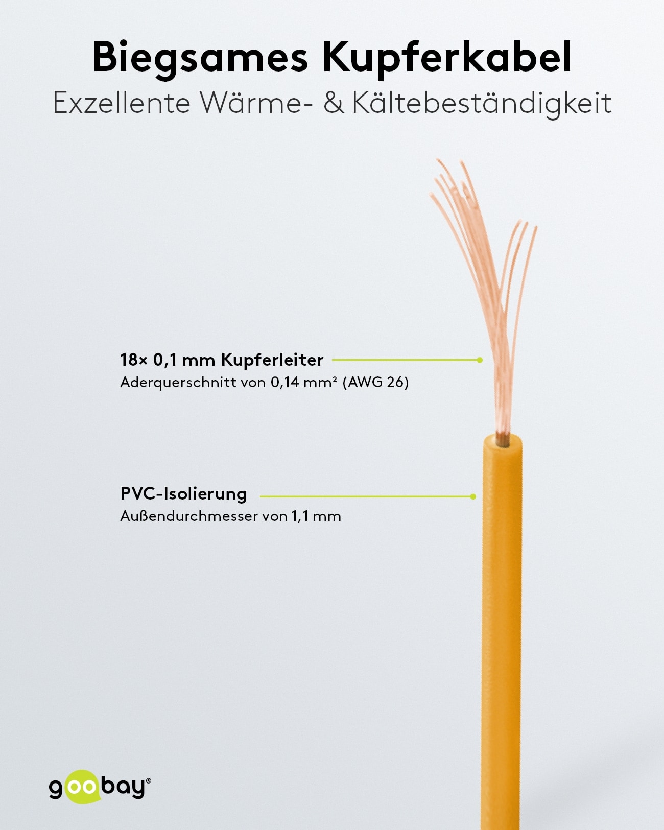 GOOBAY Kupferlitze 55043, 1x 0,14 mm², isoliert, 10 m, orange
