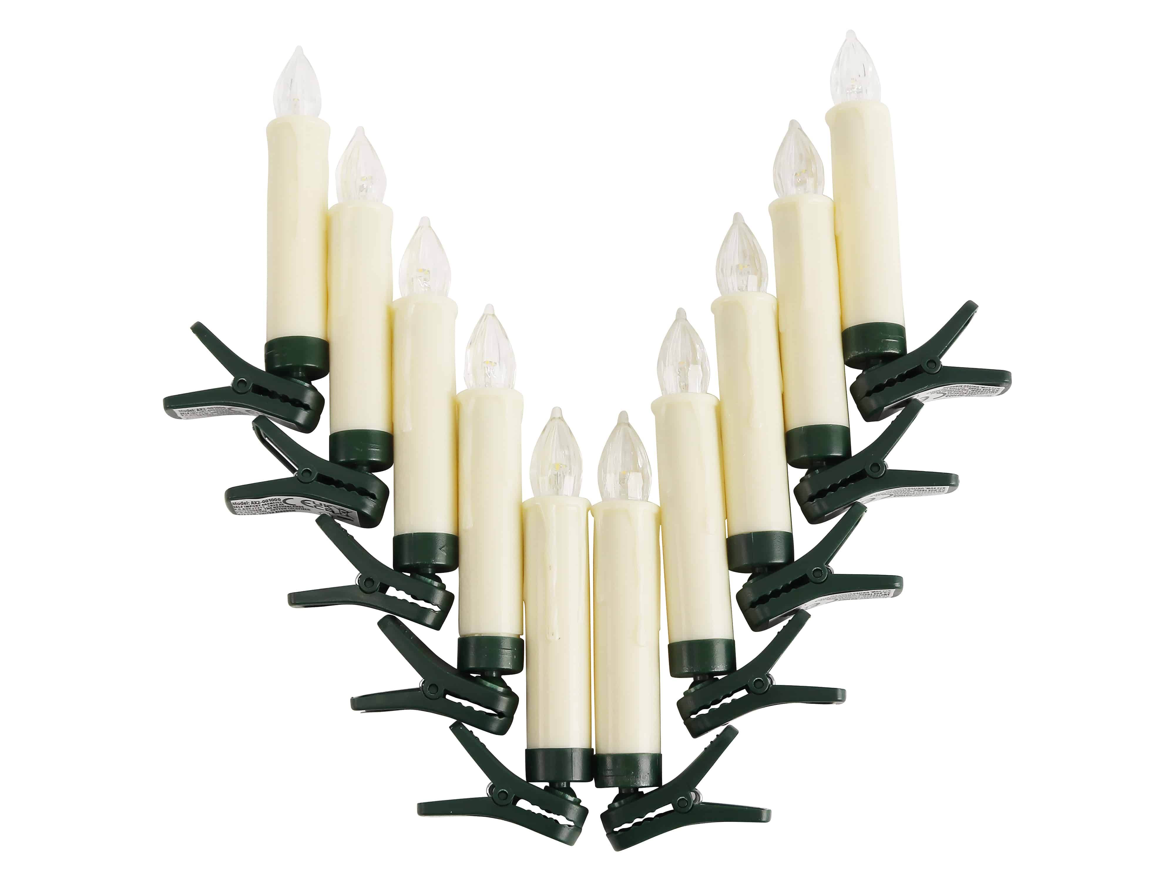 LED-Baumkerzen, 10er Set, kabellos mit FB, Timer LED-Baumkerzen, 10er Set mit FB, Timer