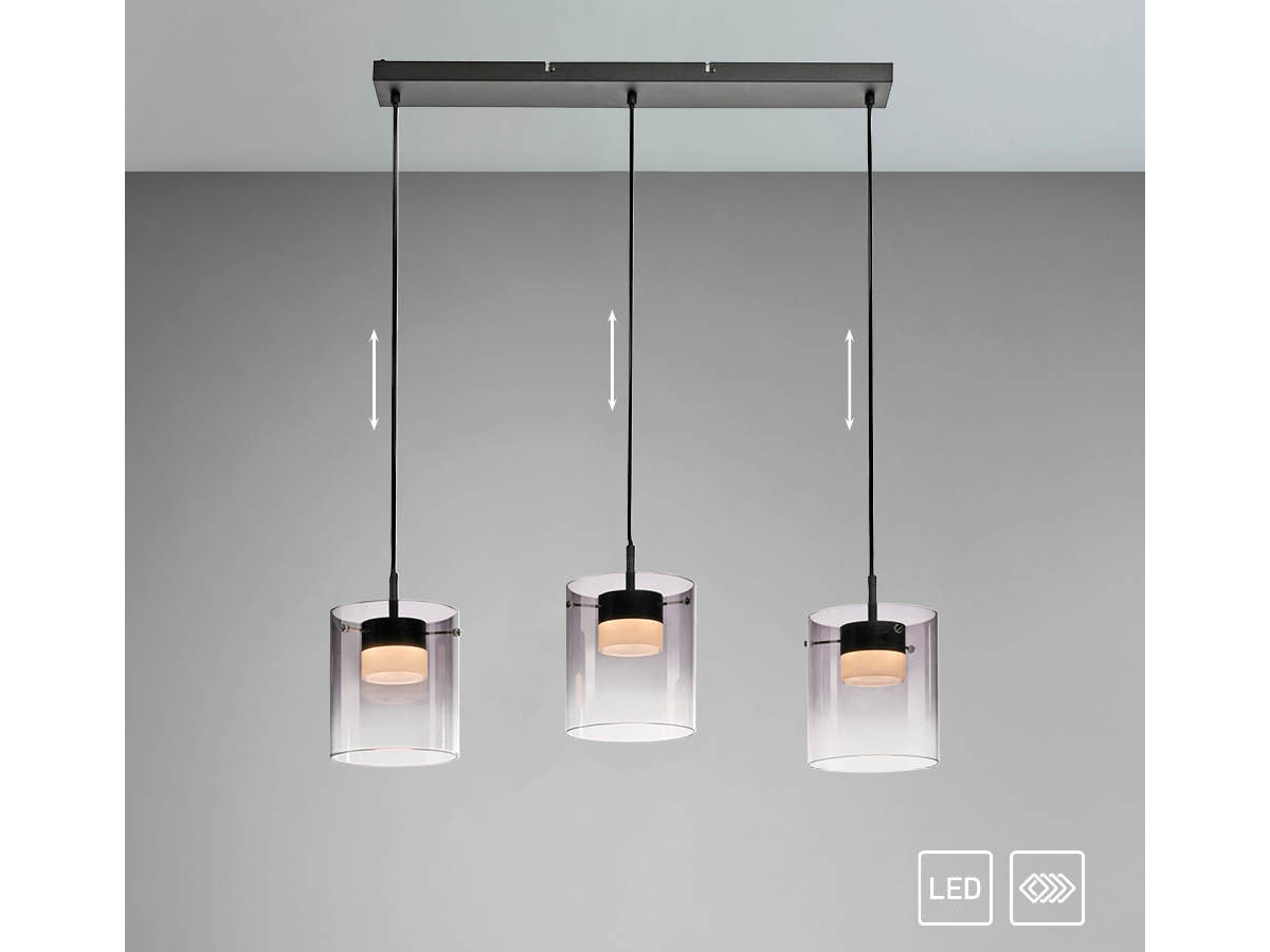 JUST LIGHT LED-Pendelleuchte 14043-18, 7,5W, 800lm, 3000K, schwarz