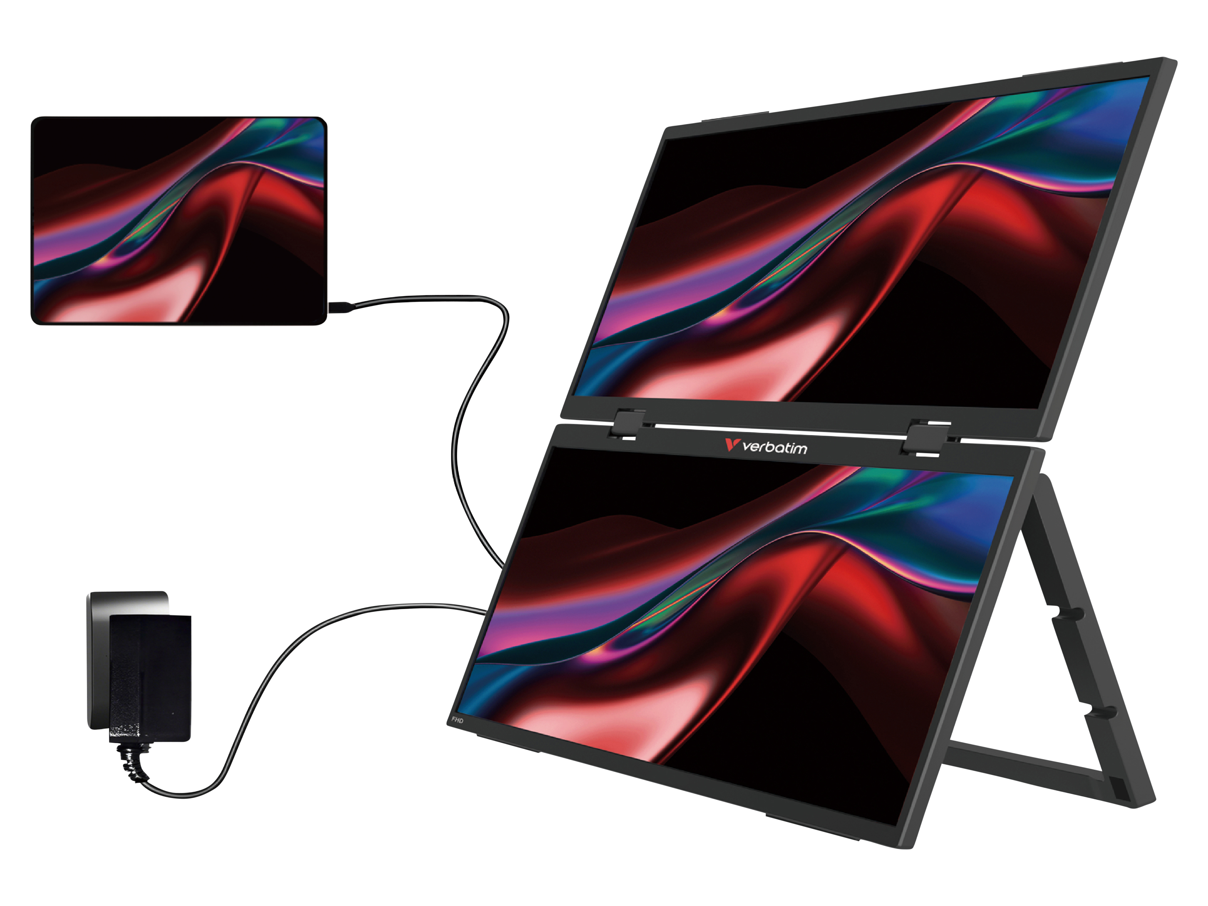 VERBATIM Tragbarer Monitor Dual 2x 15,6