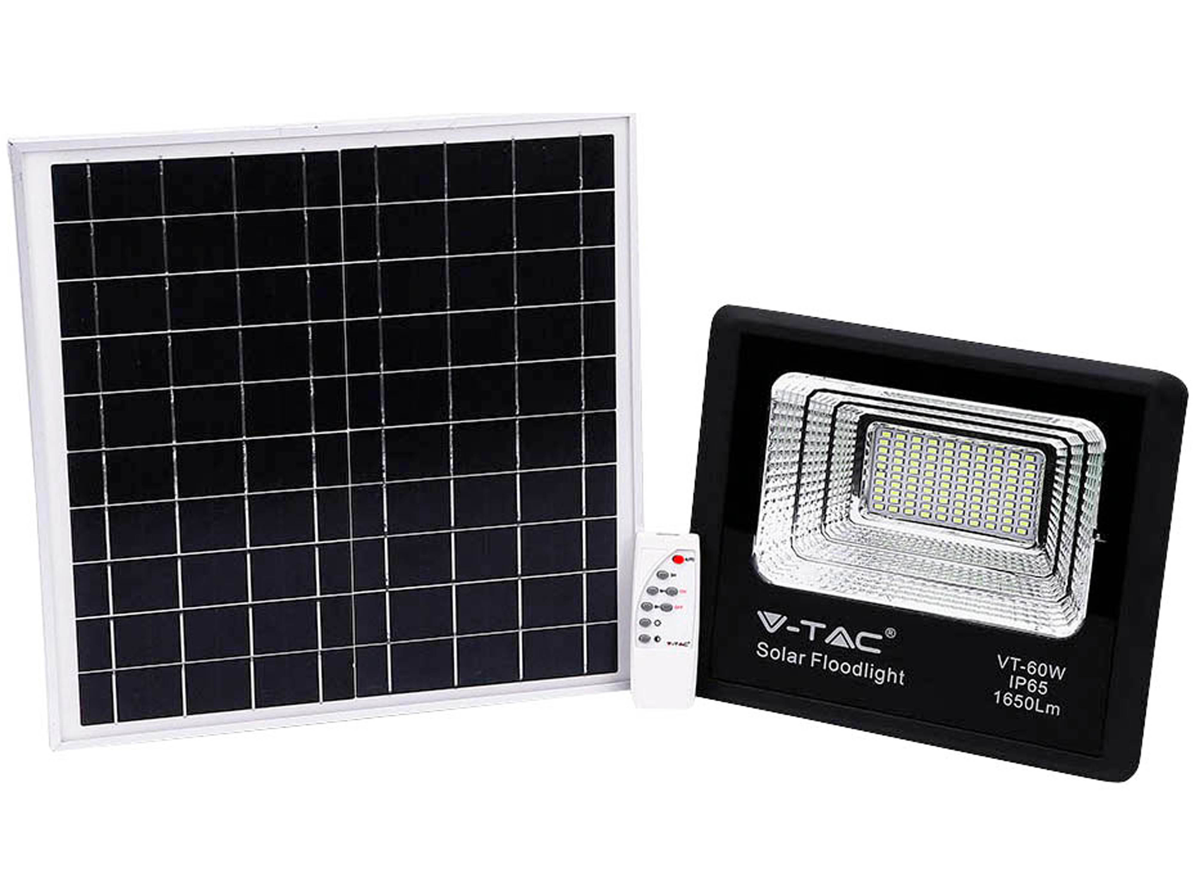 V-TAC Solar LED-Fluter VT-60W, 20 W, 6000 K, mit Panel + Fernbedienung V-TAC Solar LED-Fluter VT-60W, 20 W, 6000 K, mit Panel + Fernbedienung