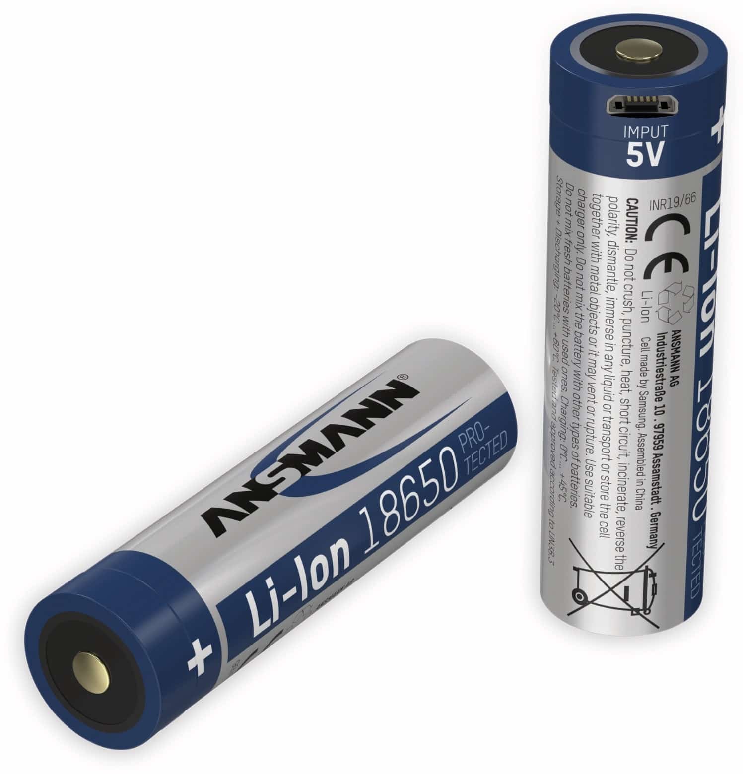 ANSMANN LiIon-Akku 1307-0002, 18650, 3,6 V-, 2600 mAh, Micro-USB Buchse