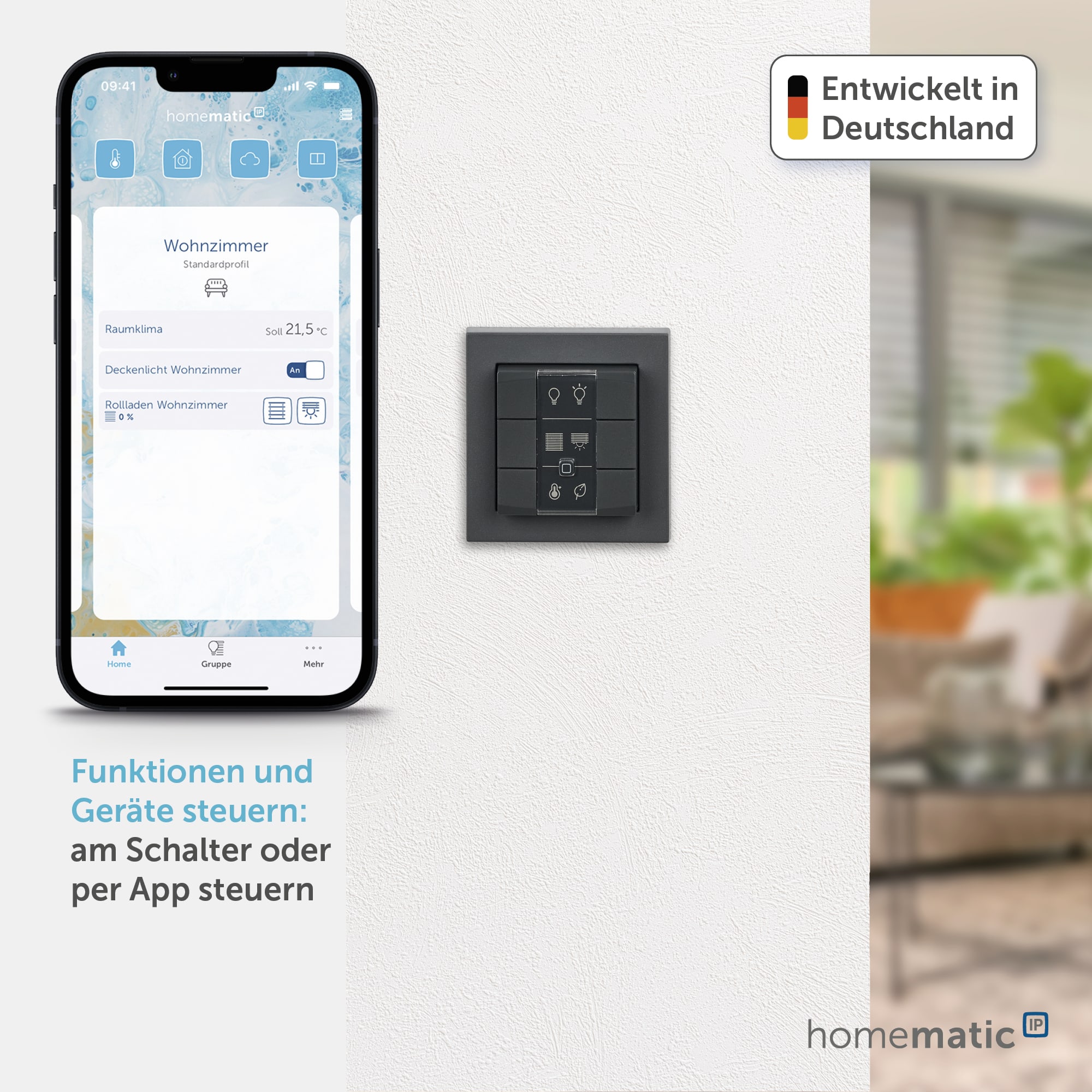 HOMEMATIC IP 159828A0, Wandtaster 6-fach, anthrazit