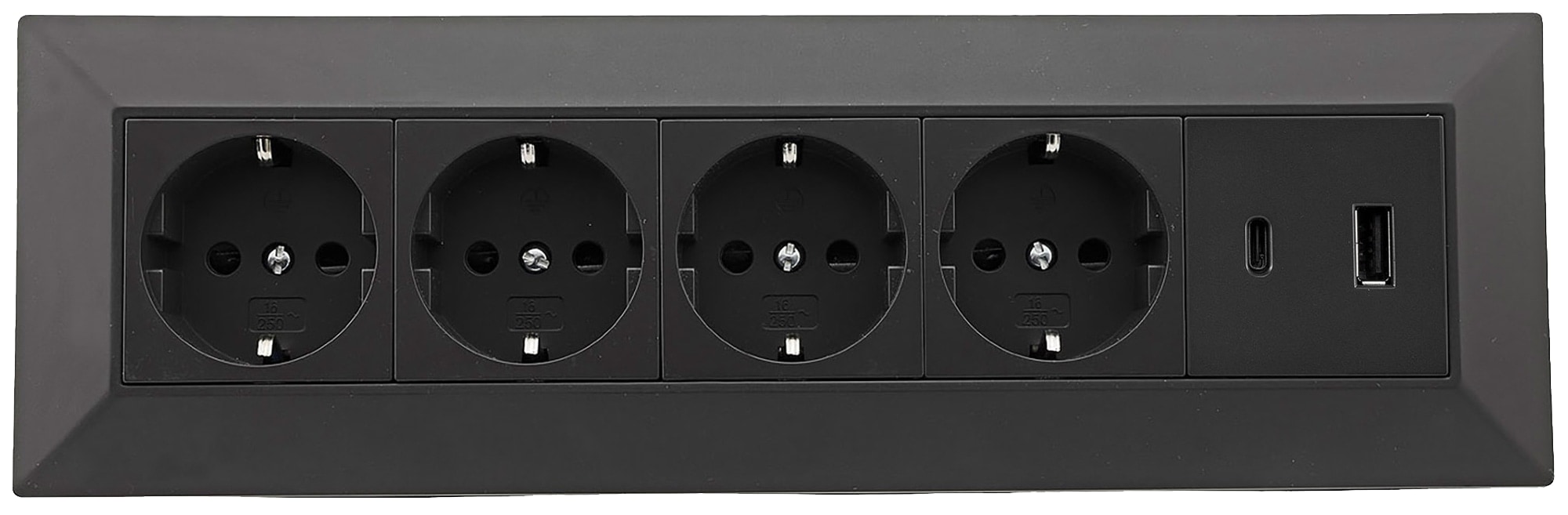 CHILITEC Steckdosenblock 23790, 4-fach, USB-A+C, 250V/16A, schwarz CHILITEC Steckdosenblock 23790, 4-fach, USB-A+C, 250V/16A, schwarz