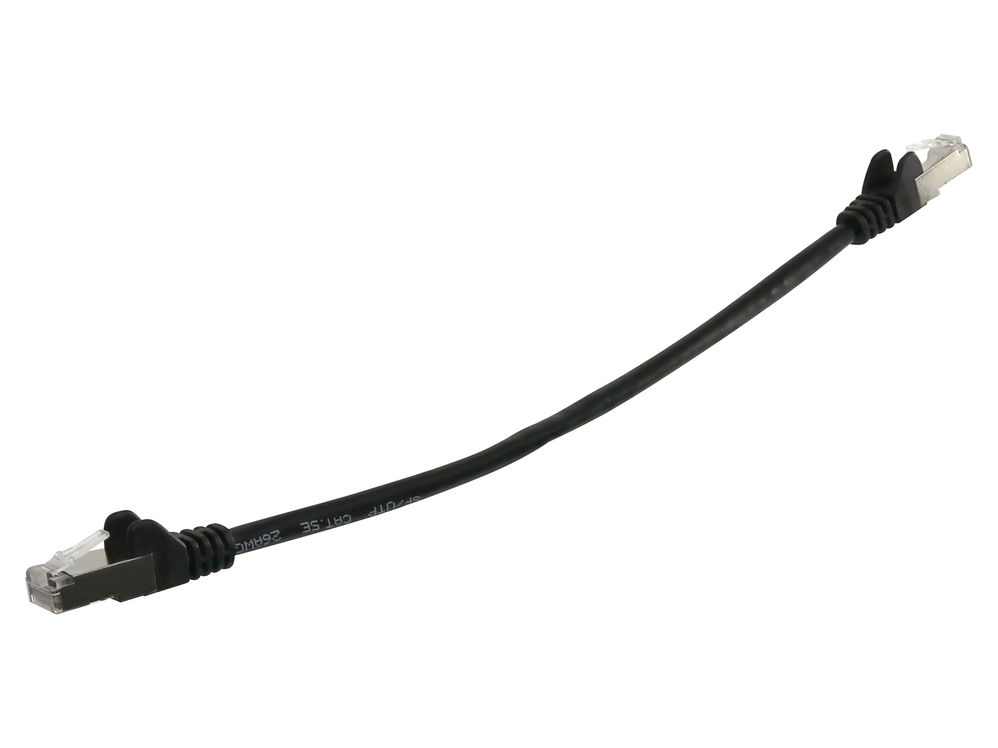 CAT.5E Patchkabel, 0,25 m, schwarz, SF/UTP CAT.5E Patchkabel, 0,25 m, schwarz, UTP