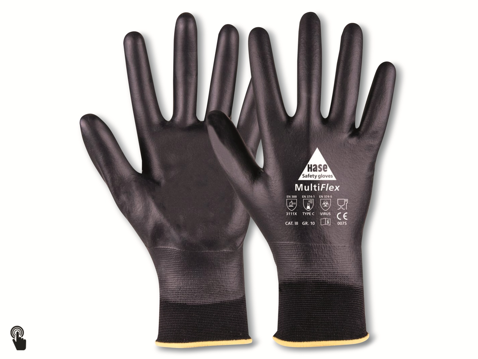 HASE SAFETY GLOVES Arbeitshandschuhe, Multiflex, Nylon, PU Vollbeschichtung,Gr.8, schwarz HASE SAFETY GLOVES Arbeitshandschuhe, Multiflex, Nylon, PU Vollbeschichtung,Gr.8, schwarz