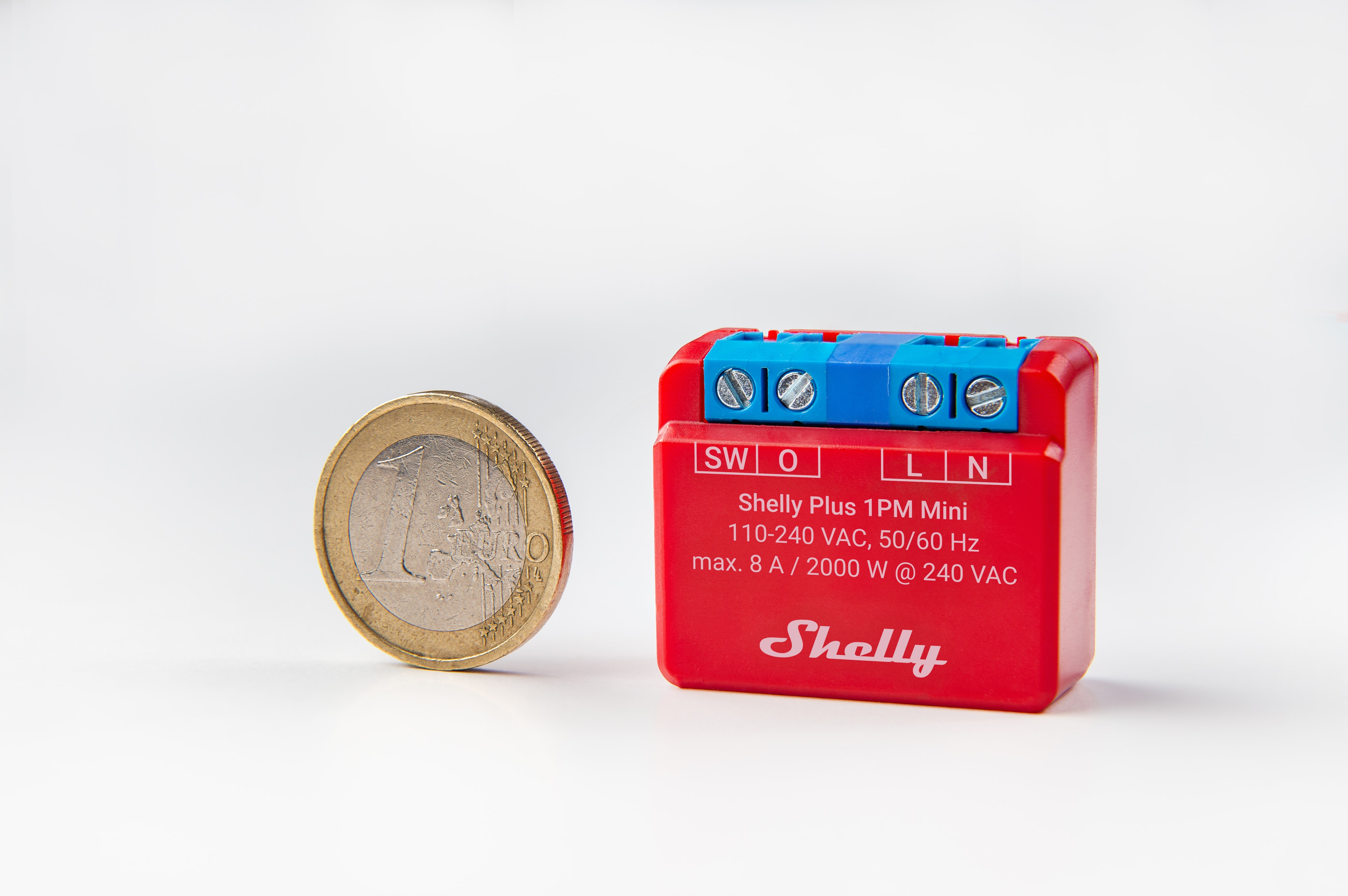 SHELLY WLAN-Schaltaktor Plus 1PM Mini, max. 8 A, 1 Kanal, Messfunktion, BT, UP, 2 Stück