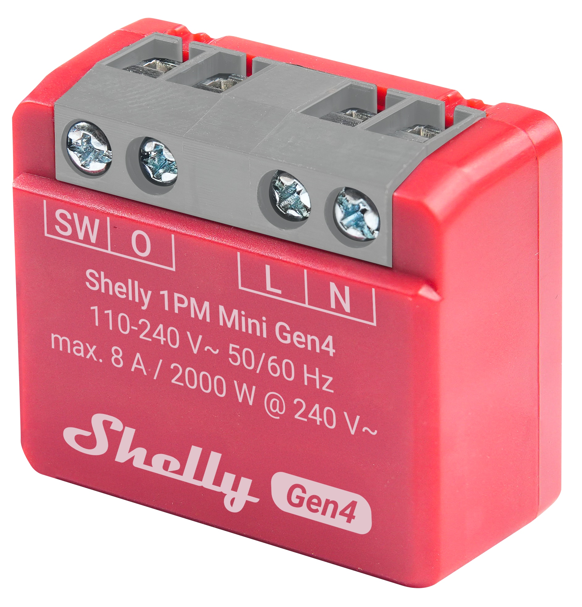 SHELLY Relais 1PM Mini Gen4, 8 A, WLAN, Bluetooth, rot
