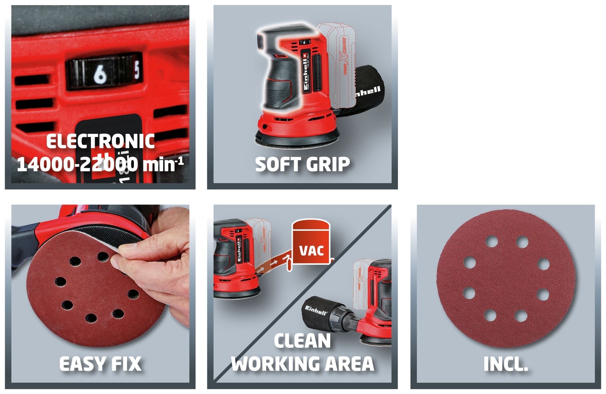 EINHELL Akku-Exzenterschleifer TE-RS 18 Li Kit (1x 4,0 Ah) EINHELL Akku-Exzenterschleifer TE-RS 18 Li Kit (1x 4,0 Ah)