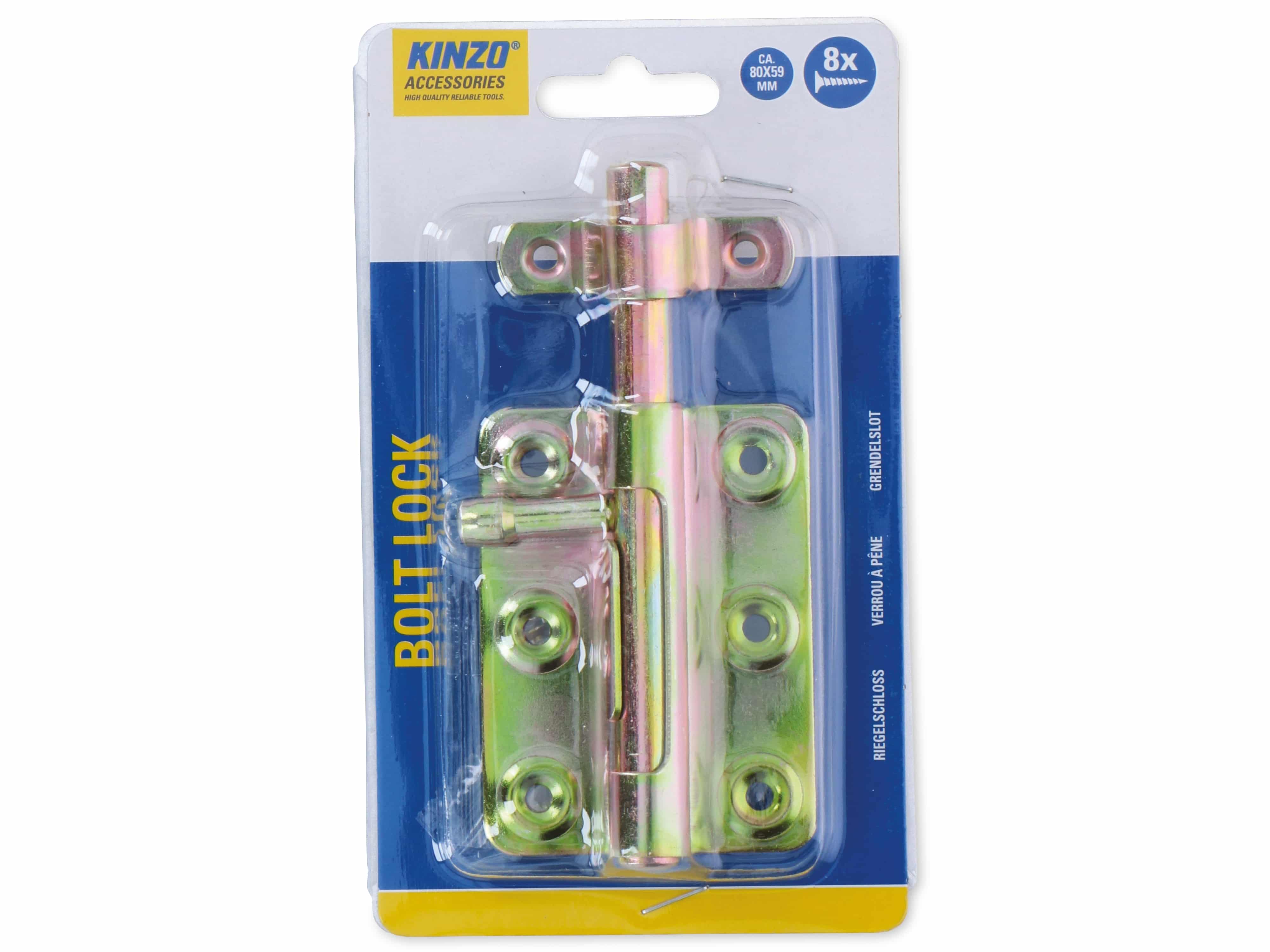 KINZO Riegelschloss, 80 mm, 8 Schrauben KINZO Riegelschloss, 80 mm, 8 Schrauben