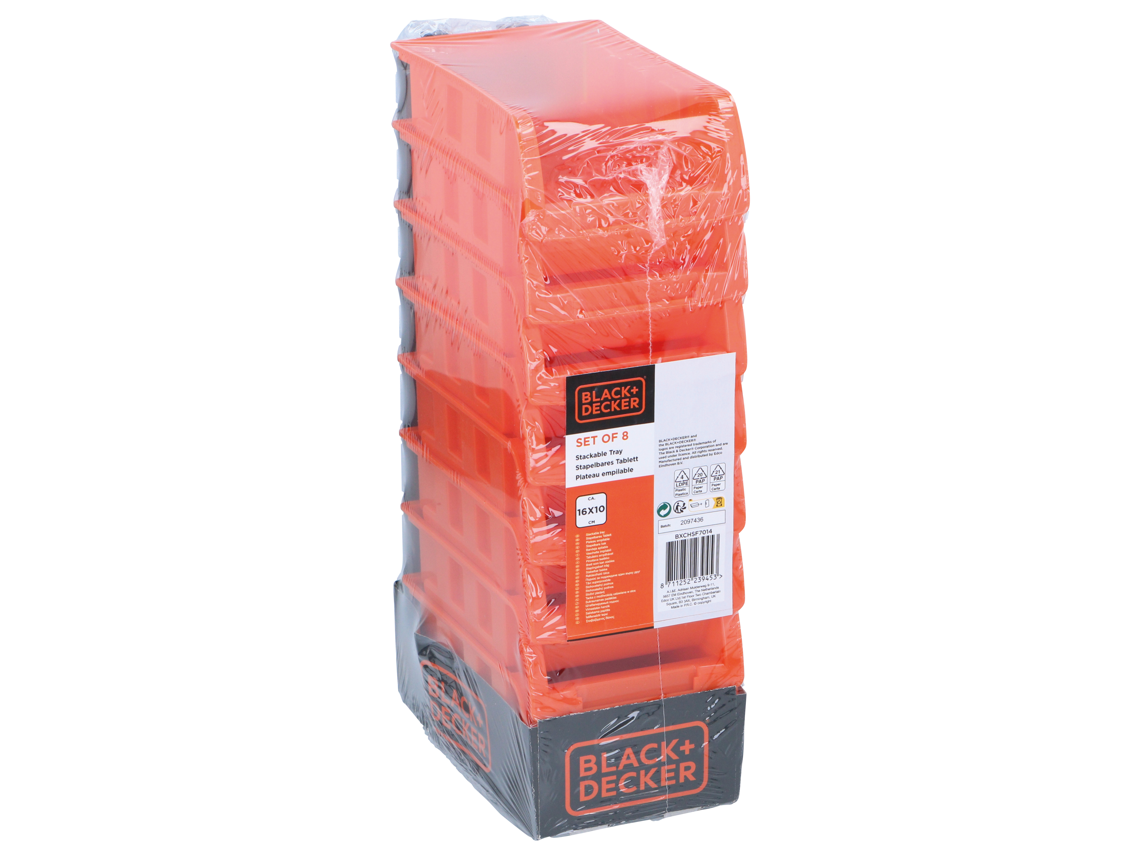 BLACK & DECKER Stapelbox, 8 Stück, 160x100 mm, orange