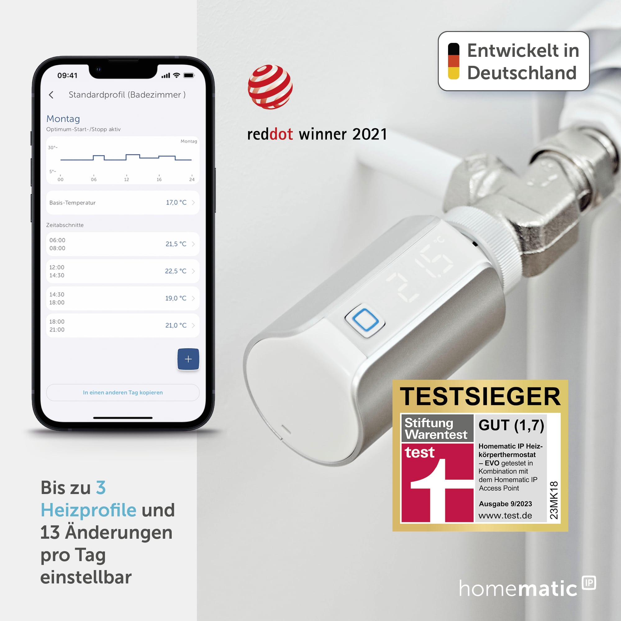 HOMEMATIC IP 156650A0, Heizkörperthermostat EVO, silber