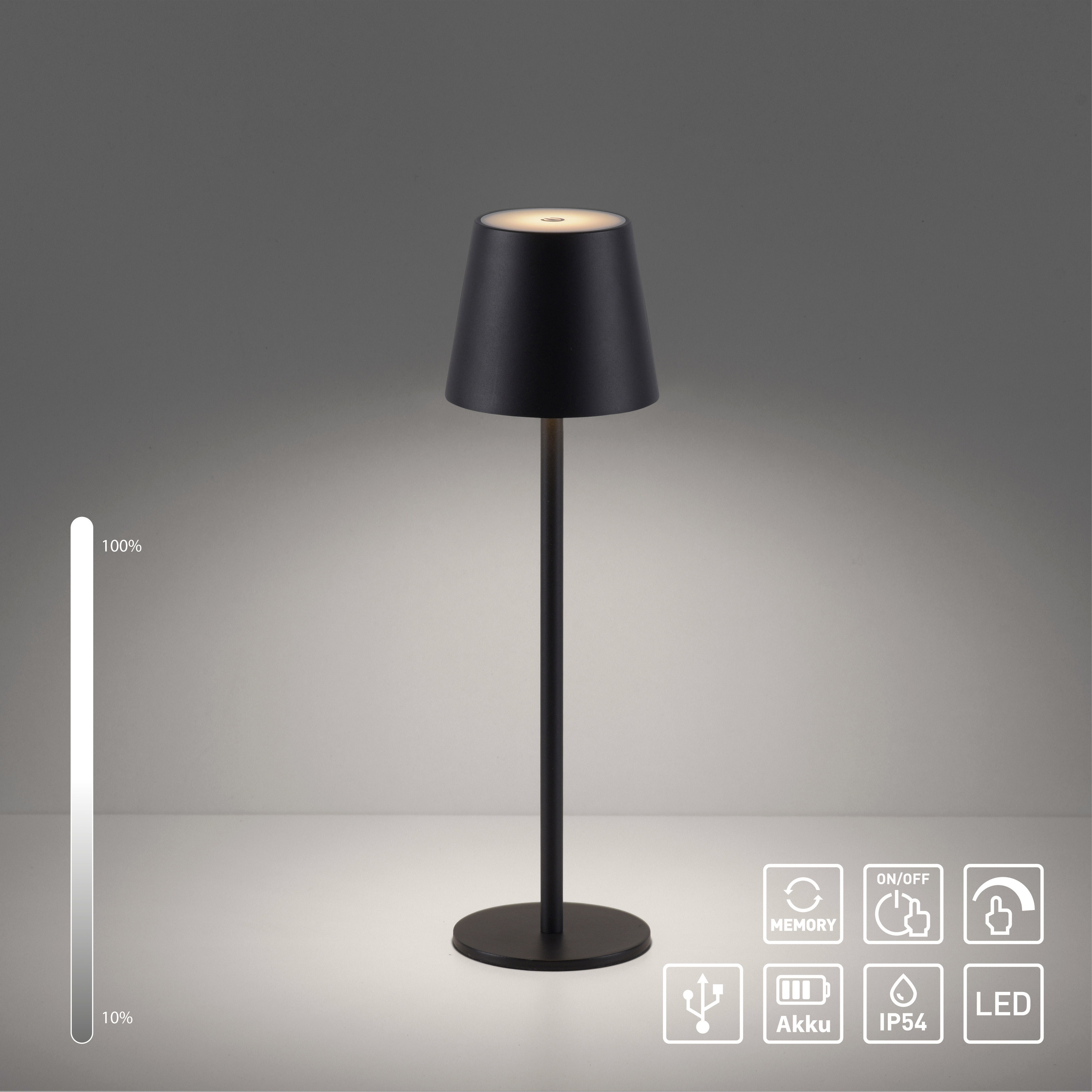 JUST LIGHT LED-Akku-Tischleuchte 19250-18 schwarz, 2,5 W, 320 lm, 3000 K, IP54 JUST LIGHT LED-Akku-Tischleuchte 19250-18 schwarz, 2,5 W, 320 lm, 3000 K, IP54