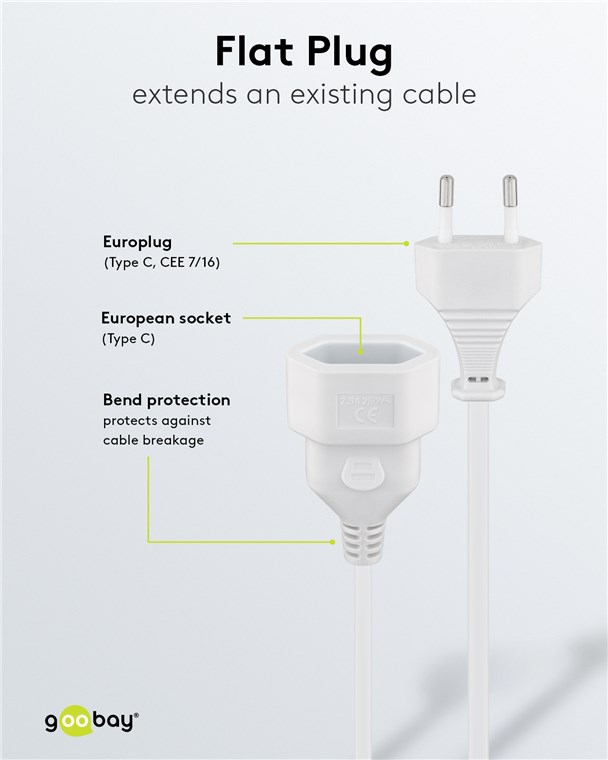 GOOBAY Euro-Verlängerung, 3 m, weiß