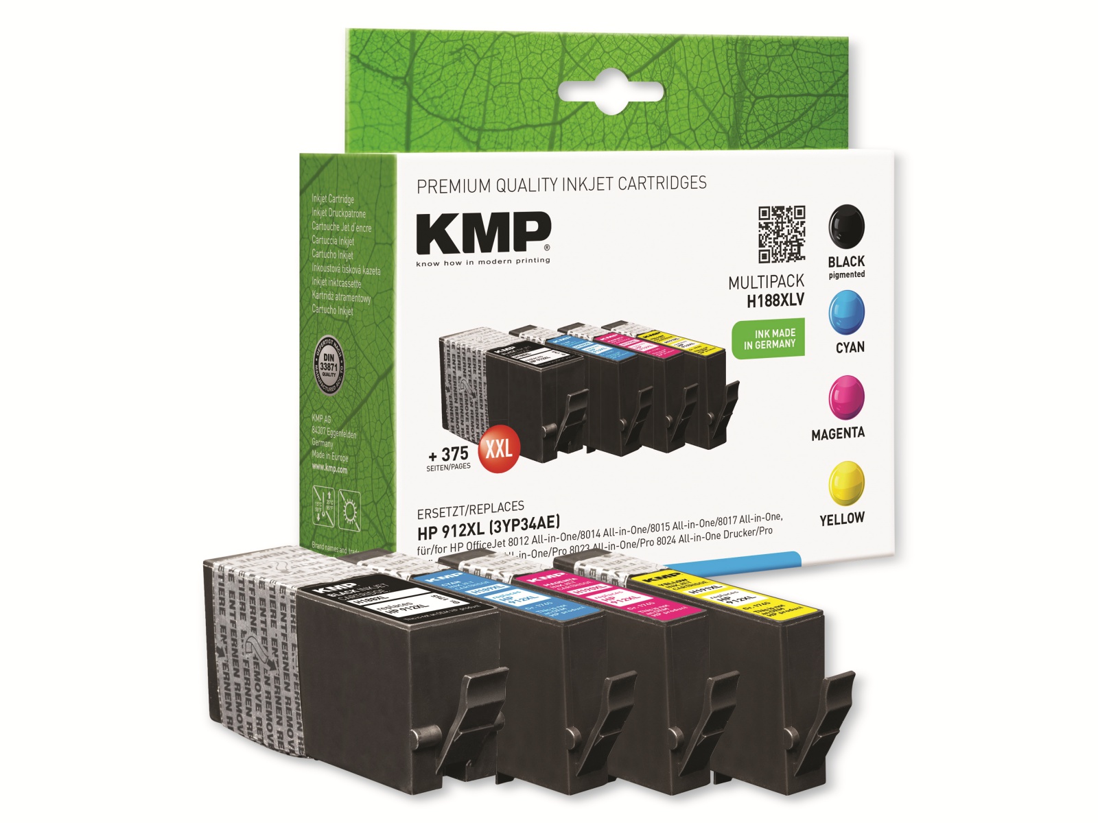 KMP Tintenpatrone H188XV, Multipack, für HP OfficeJet