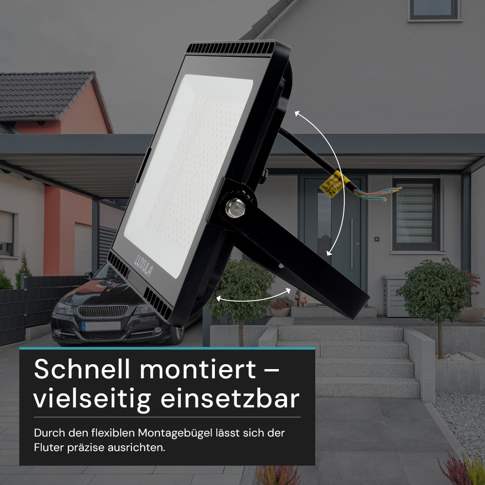 LUXULA LED-Fluter, EEK: F, 150W, 15000lm, CCT, schwarz