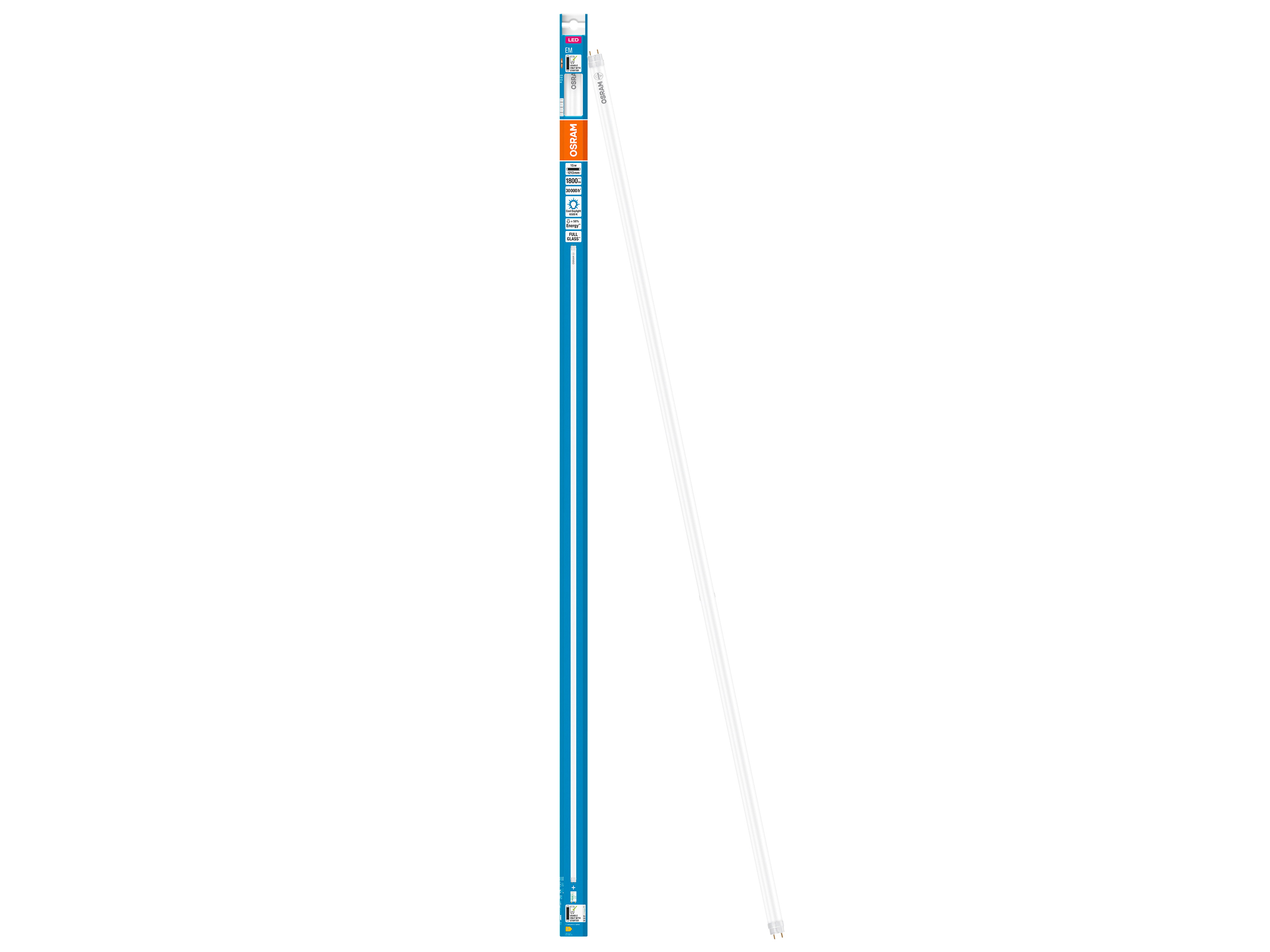 OSRAM LED-Röhre, T8, 1200mm, G13, EEK: E, 15W, 1800lm, 6500K OSRAM LED-Röhre, T8, 1200mm, G13, EEK: E, 15W, 1800lm, 6500K