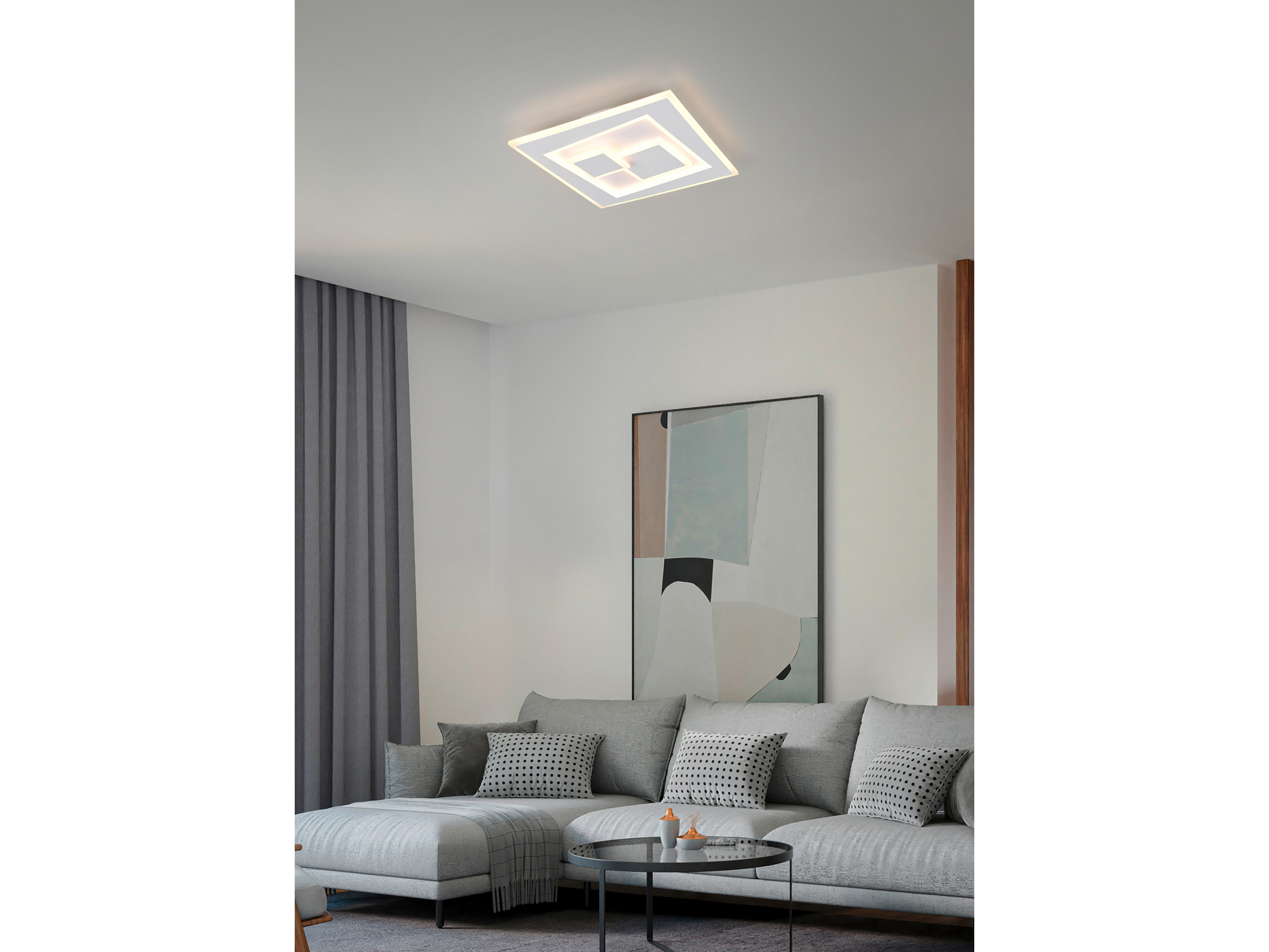 REALITY LED-Deckenleuchte Deglas, 34W, 2700... 6500K, 3900lm, Fernbedienung, CCT, IP20, weiß