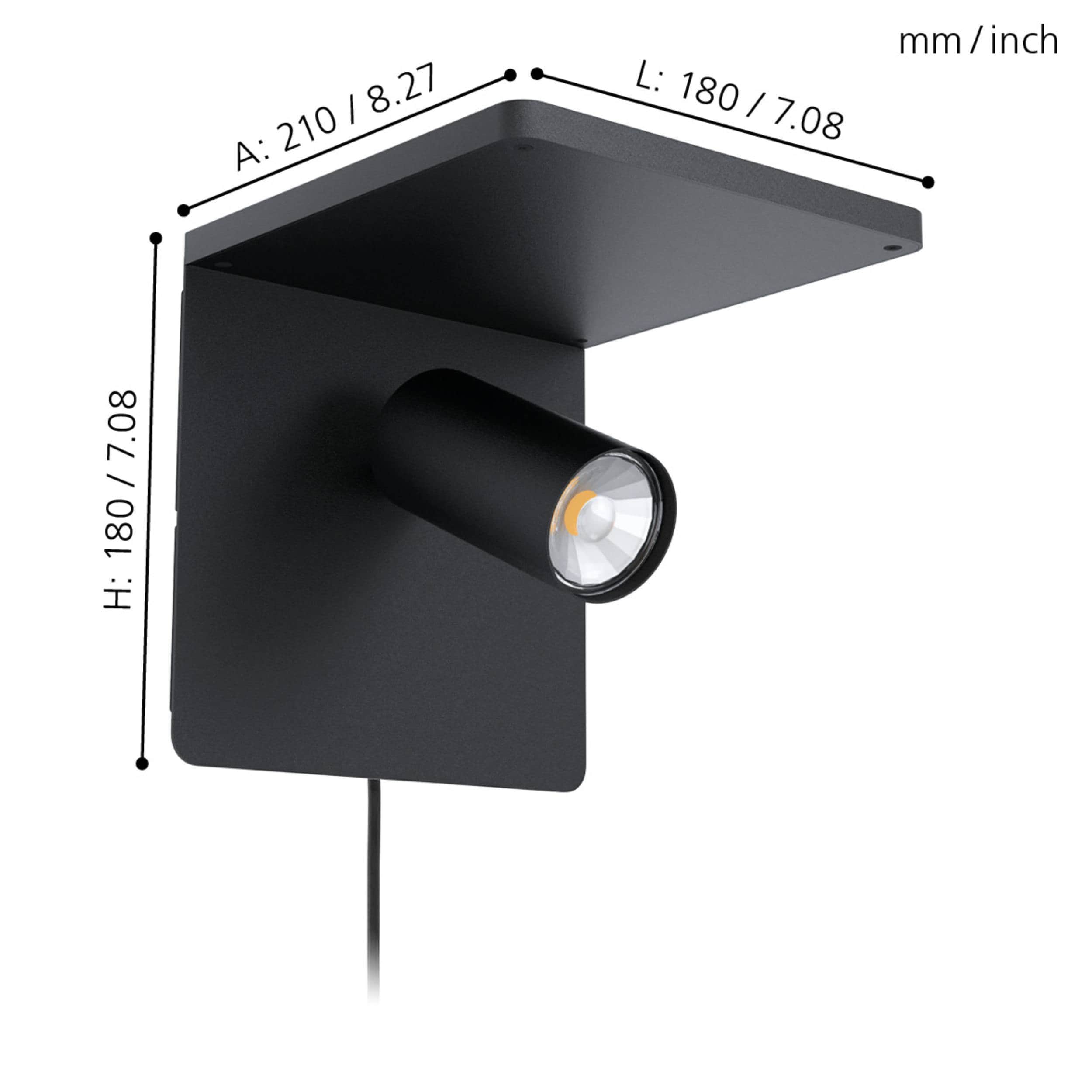 EGLO LED-Wandleuchte Ciglie, 98263 schwarz, 4,5 W, 3000 K, QI-charger EGLO LED-Wandleuchte Ciglie, 98263 schwarz, 4,5 W, 3000 K, QI-charger