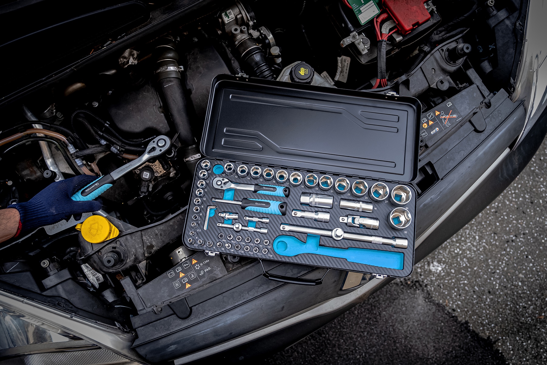 QUANTOOL Steckschlüssel- & Bit-Satz, 56-teilig