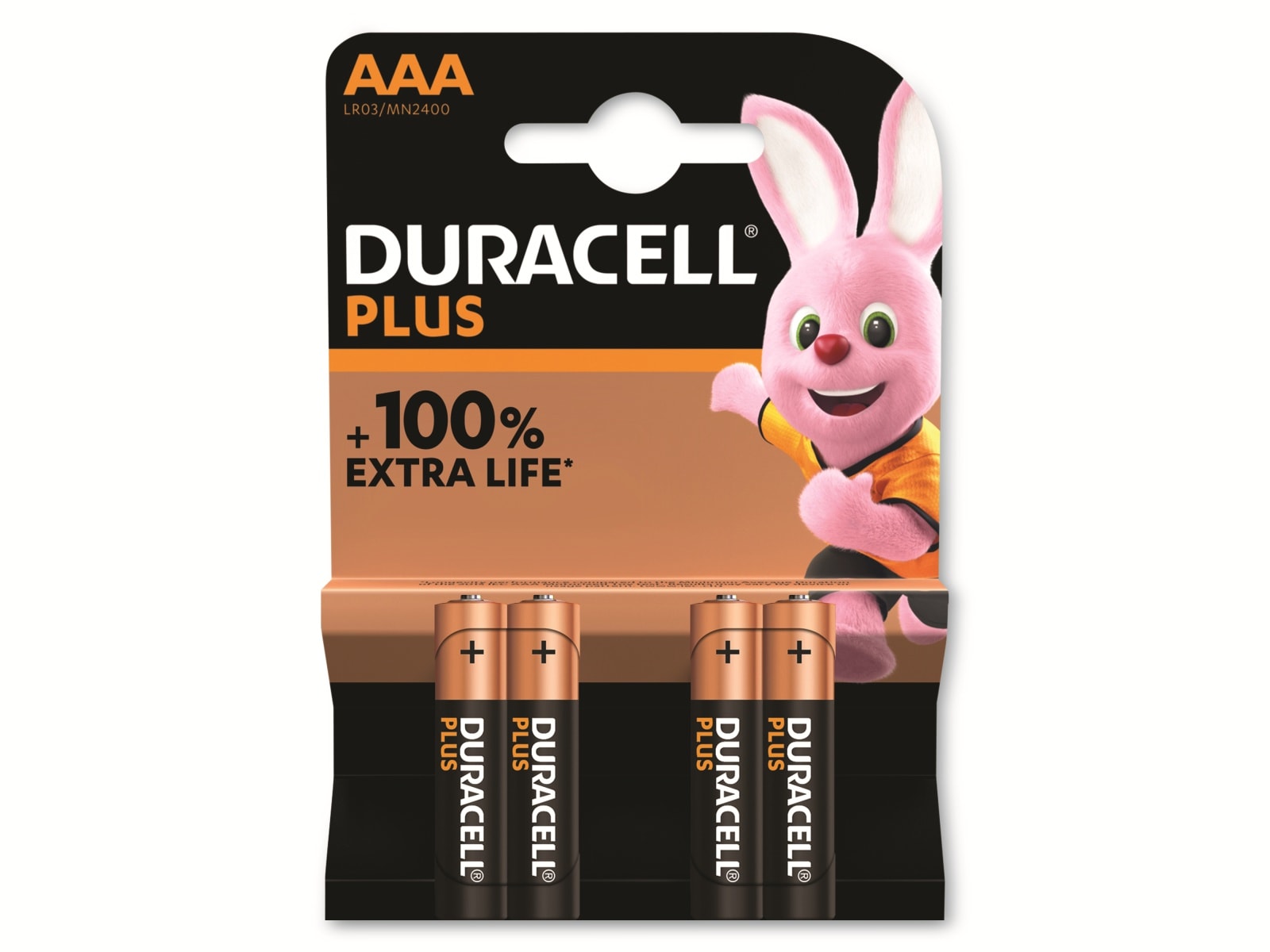 DURACELL Alkaline-Micro-Batterie LR03, 1.5V, Plus, 4 Stück