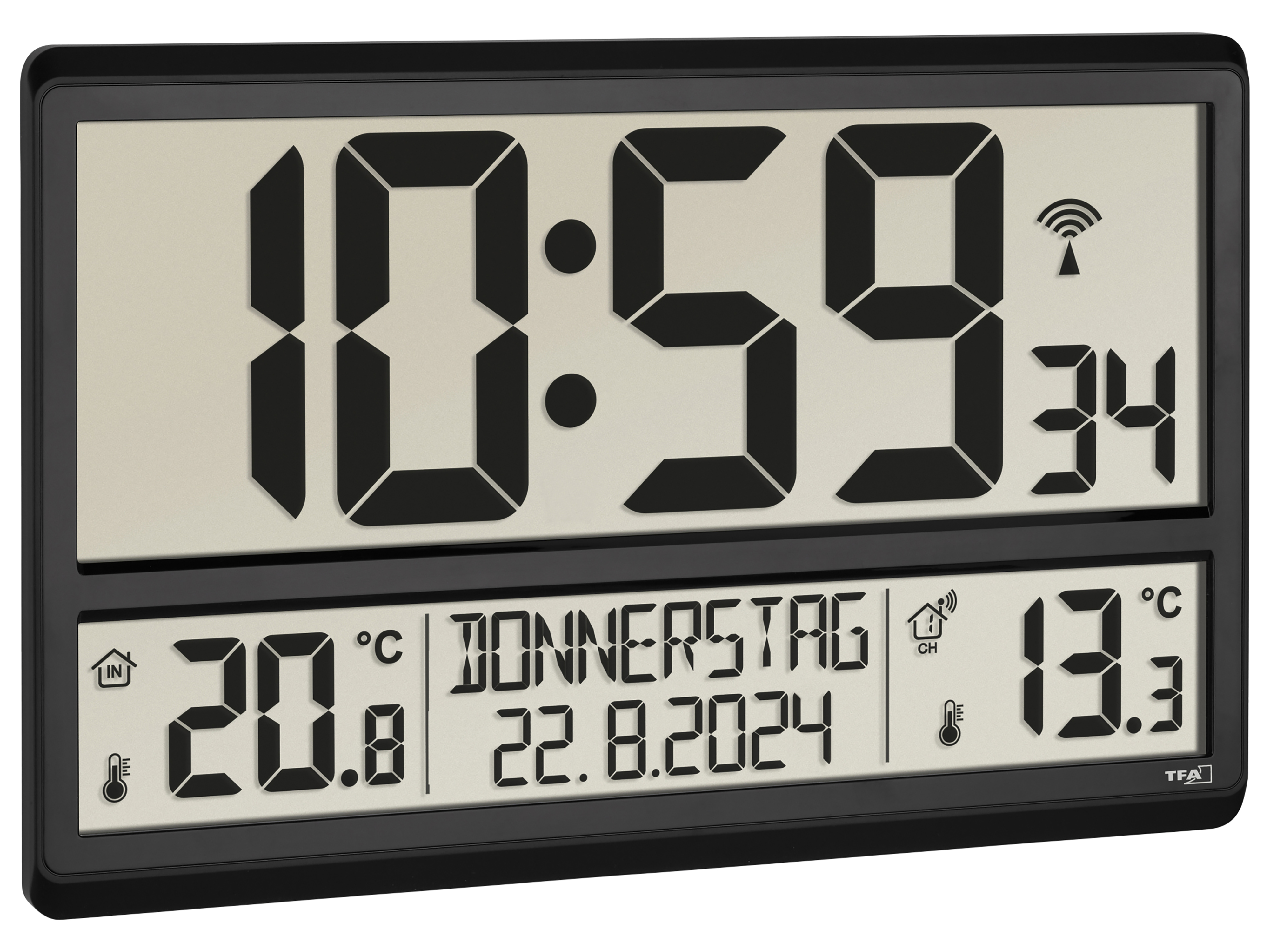 TFA Digitale XL-Funkuhr 60.4521.01, mit Außen- und Innentemperatur