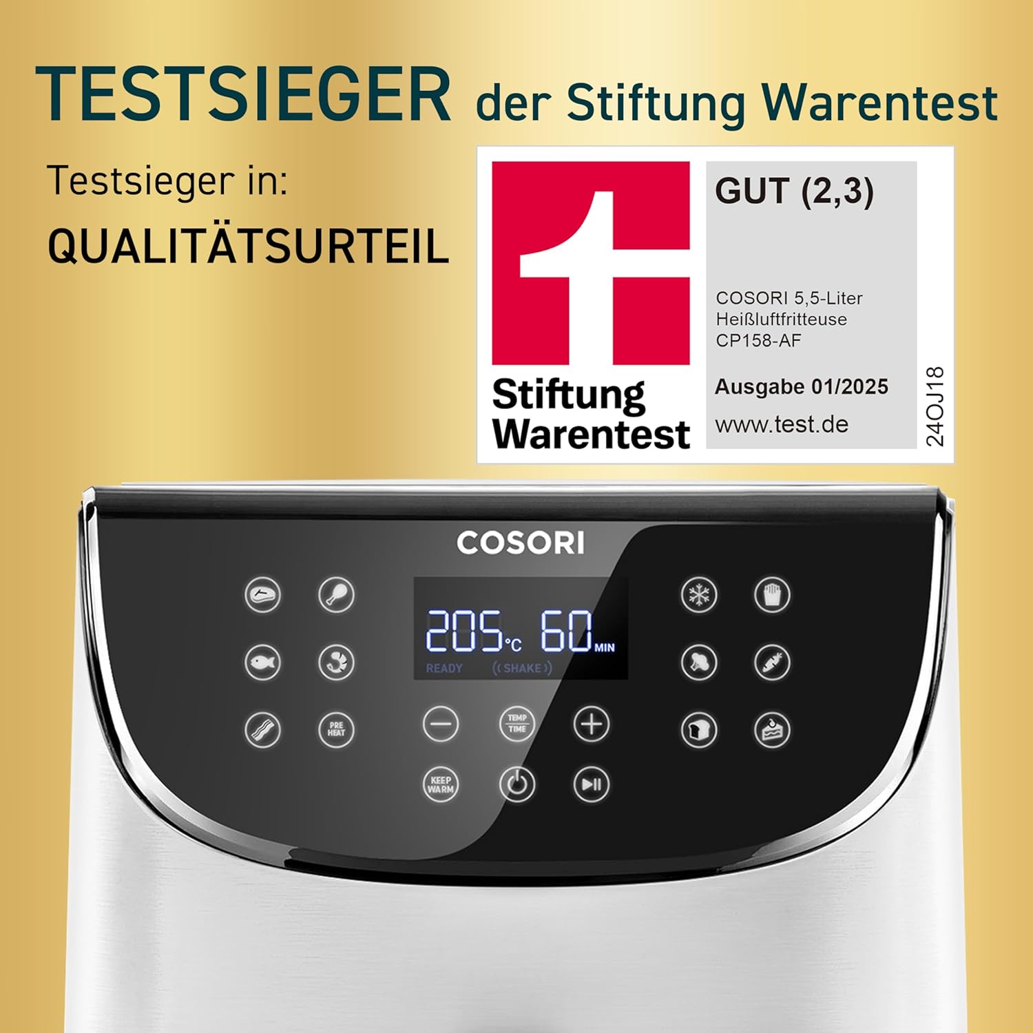 COSORI Heißluftfritteuse CP158-AF-RXW, 5,5 l, 1700 W, weiß, 11 Automatikprogramme, Touch-Display, spülmaschinenfest, BPA-frei COSORI Heißluftfritteuse CP158-AF-RXW, 5,5 l, 1700 W, weiß, 11 Automatikprogramme, Touch-Display, spülmaschinenfest, BPA-frei