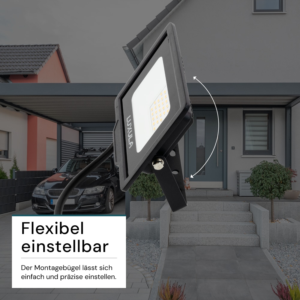 LUXULA LED-Fluter, EEK: F, 20W, 2000lm, 3000K, schwarz