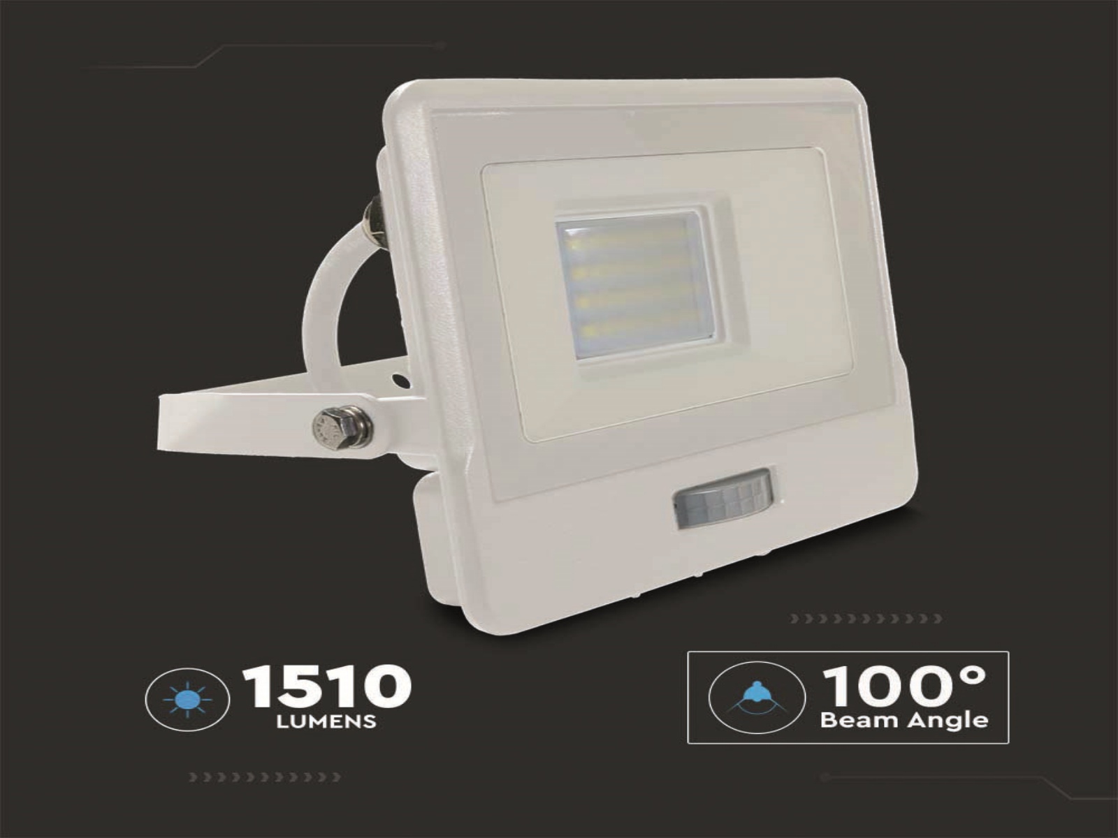 V-TAC LED-Fluter, Bewegungsmelder VT-128S-1 (20296) EEK: F, 20W, 1510 lm, 4000K, weiß