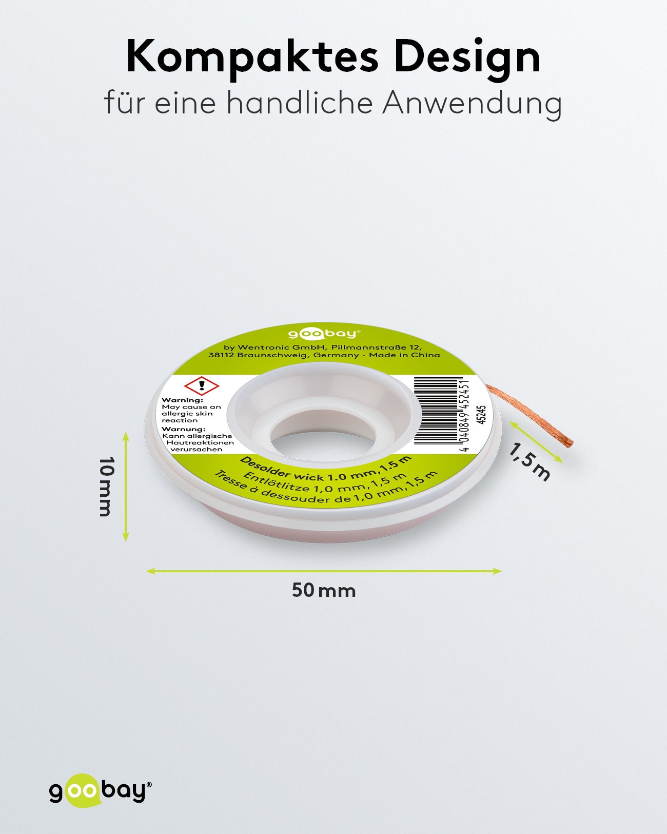 GOOBAY Entlötlitze, Ø 1,0 mm, 1,5 m