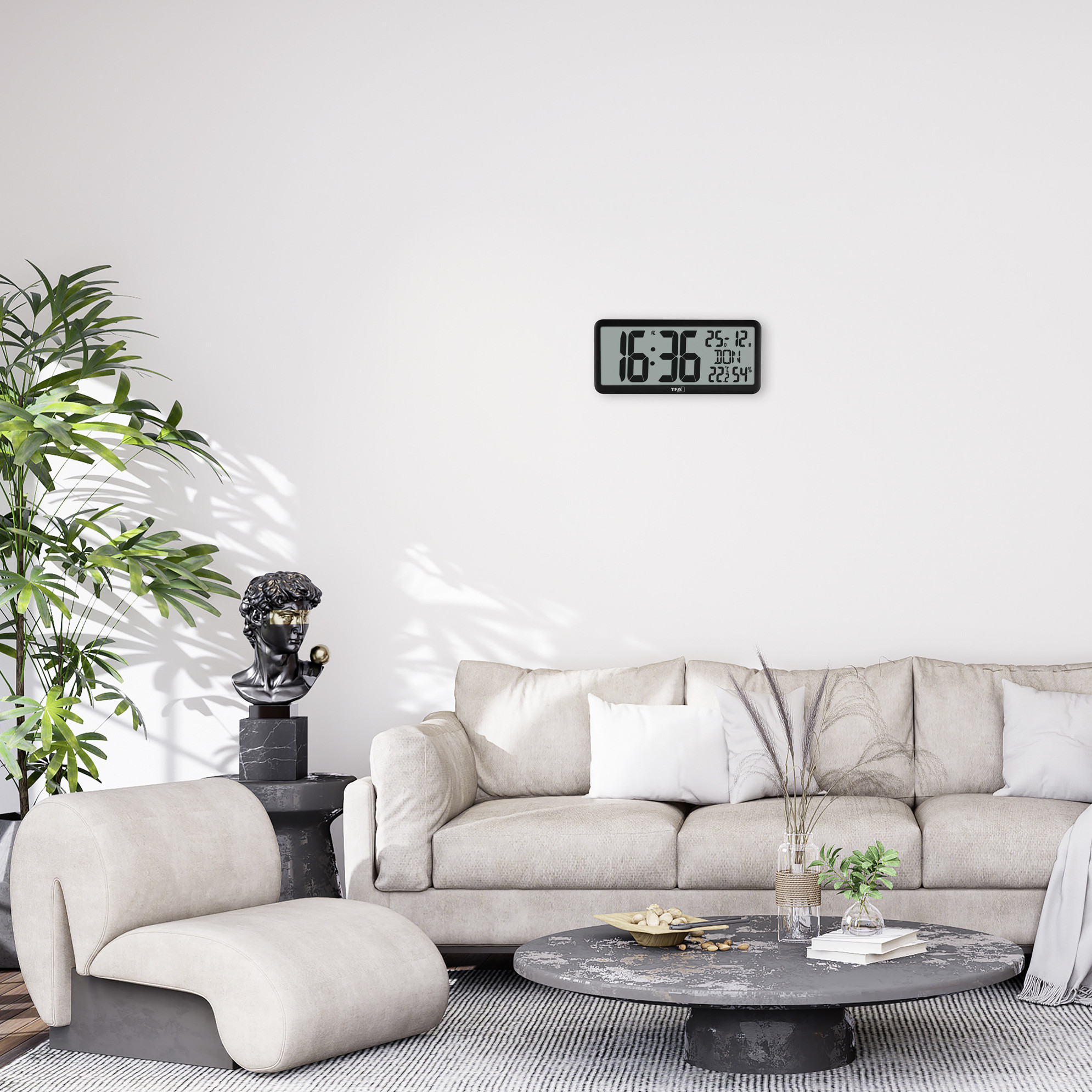 TFA Digitale Funkuhr 60.4525.01, mit Raumklima, schwarz