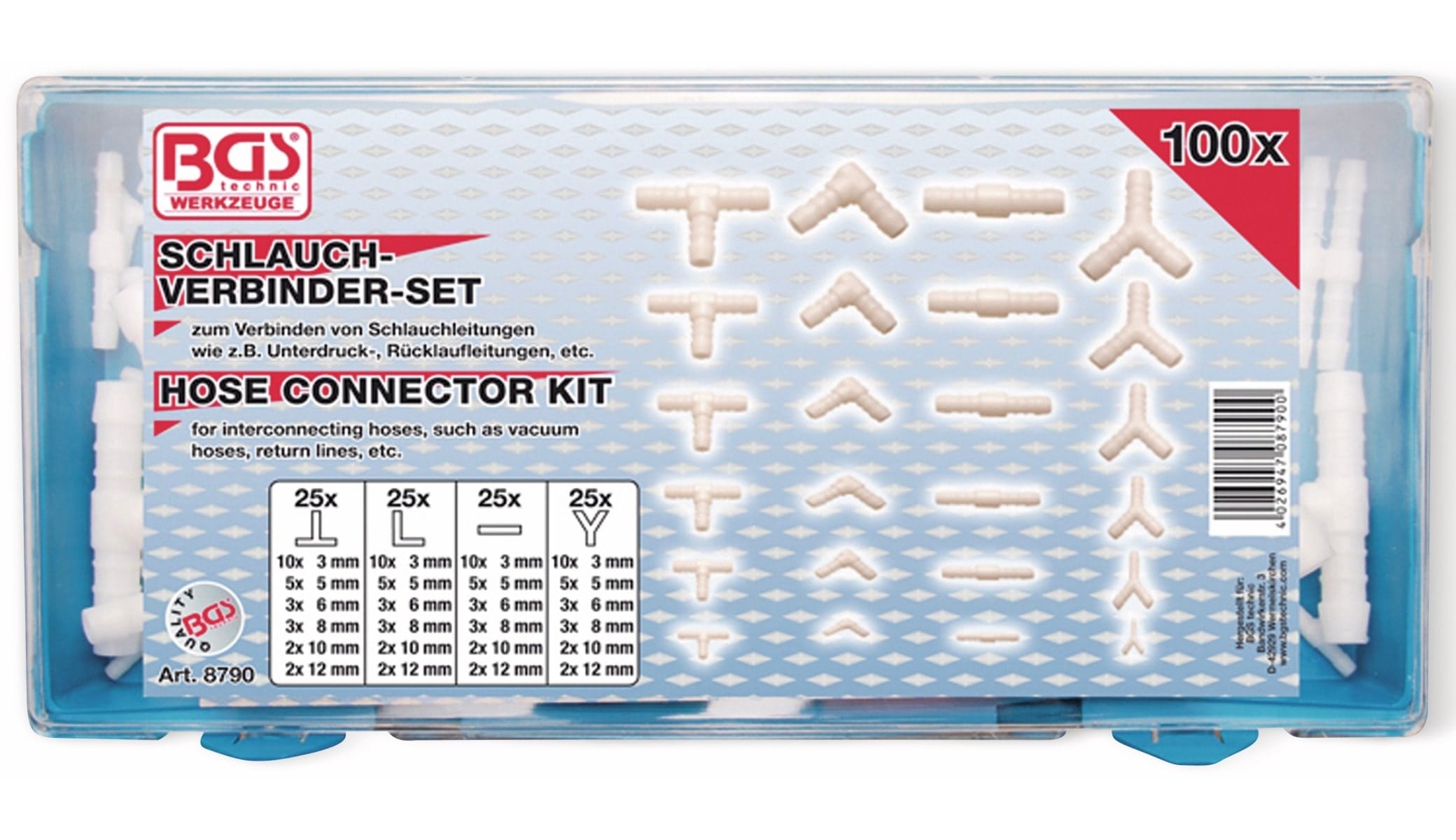 BGS TECHNIC Schlauch-Verbinder-Sortiment 100tlg. BGS TECHNIC Schlauch-Verbinder-Sortiment 100tlg.