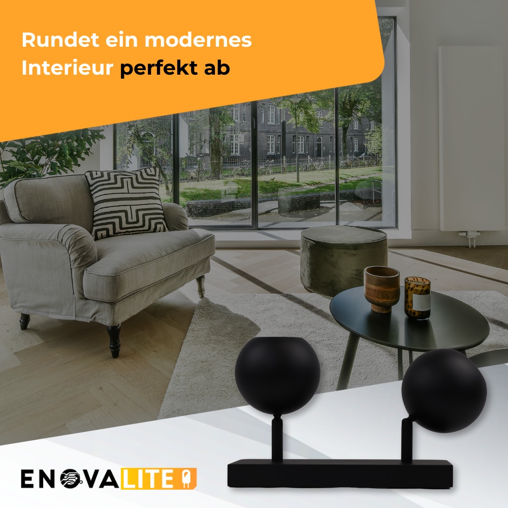 ENOVALITE Deckenleuchte GLOBE, GU10-Fassung, IP20, Ø10cm, 2 flammig, schwarz