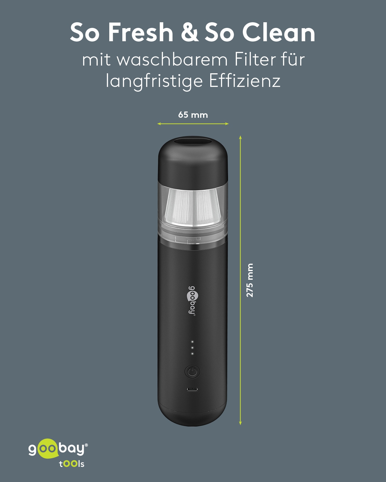 GOOBAY TOOLS Akku-Handstaubsauger, 120 W, mit 10 Aufsätzen, schwarz