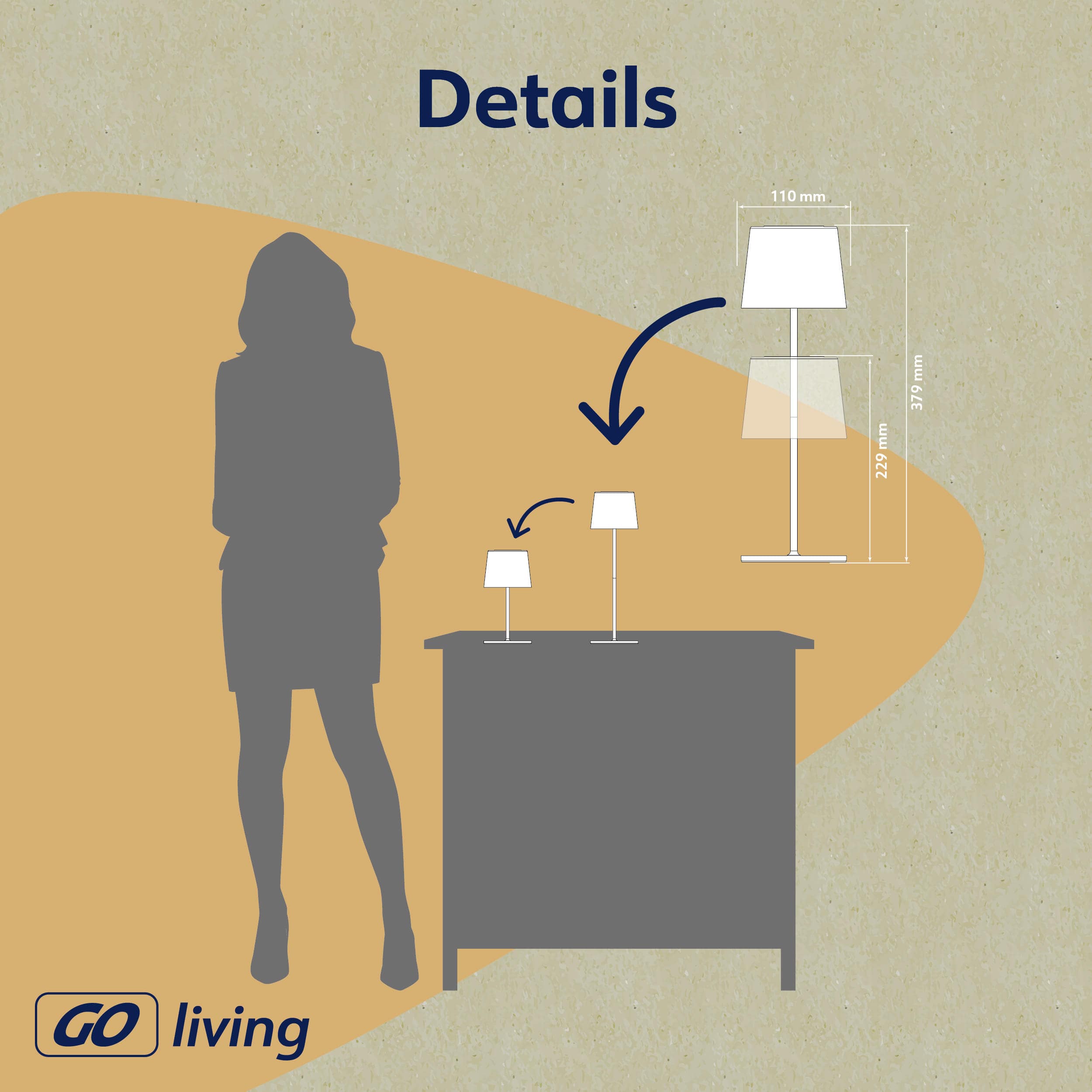 MÜLLER-LICHT LED-Akku-Tischleuchte Holly, 3 W, 300 lm, silber