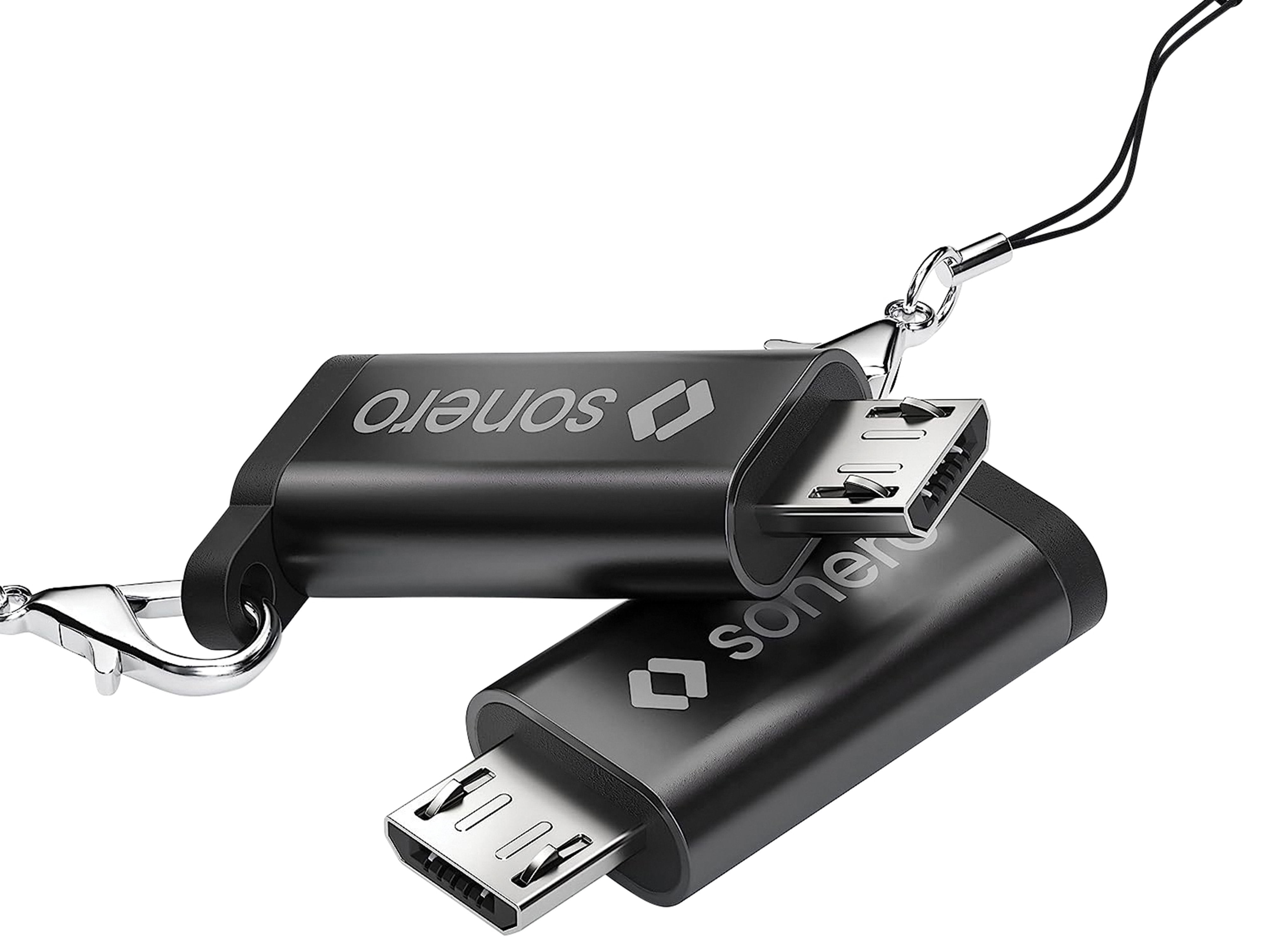 SONERO USB-Adapter OTG, Micro-USB auf USB-C Buchse, alu/schwarz