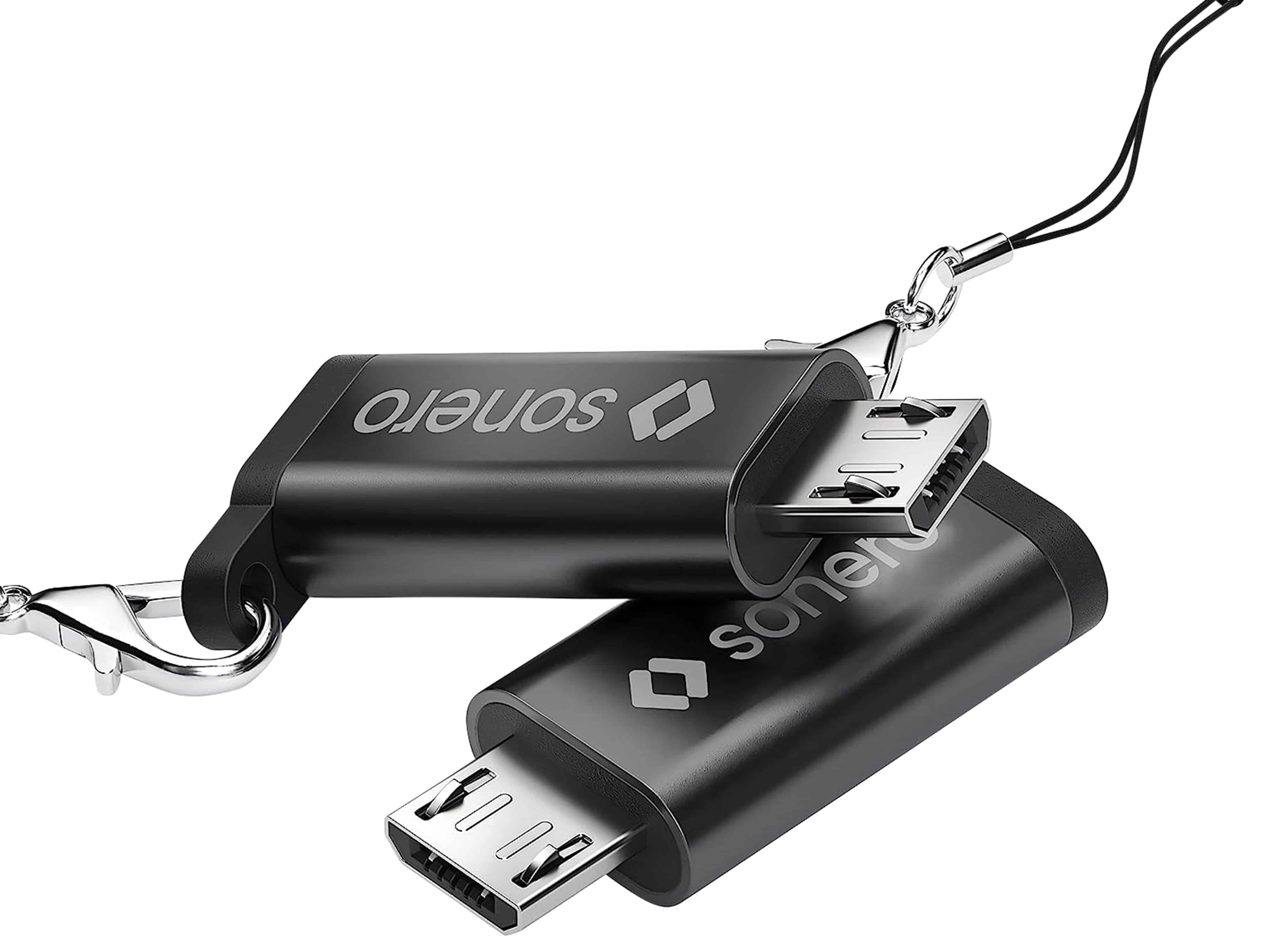 SONERO USB-Adapter OTG, Micro-USB auf USB-C Buchse, alu/schwarz