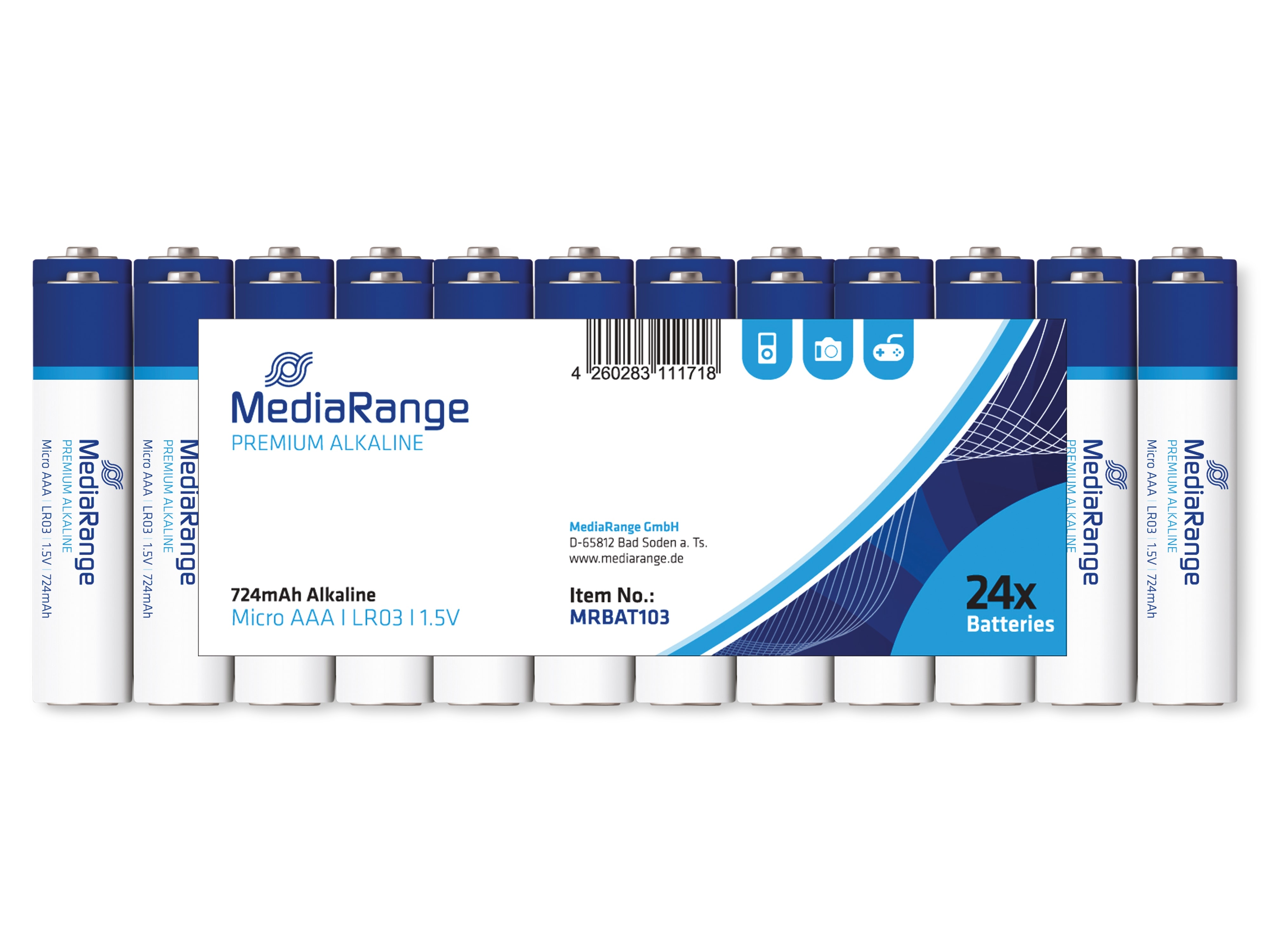 MEDIARANGE  Alkaline Batterien MRBAT103, Micro AAA, 24er Pack