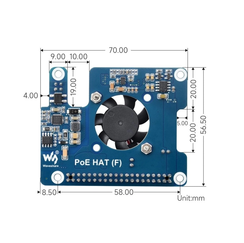 WAVESHARE, PoE HAT für Raspberry Pi 5, WV26399
