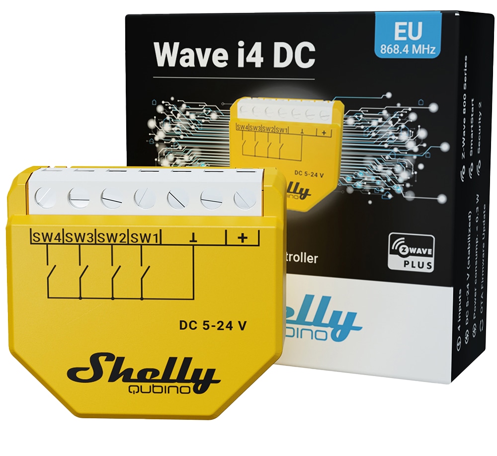 SHELLY Szenenaktivierer Wave i4 DC, Unterputz, gelb SHELLY Szenenaktivierer Wave i4 DC, Unterputz, gelb
