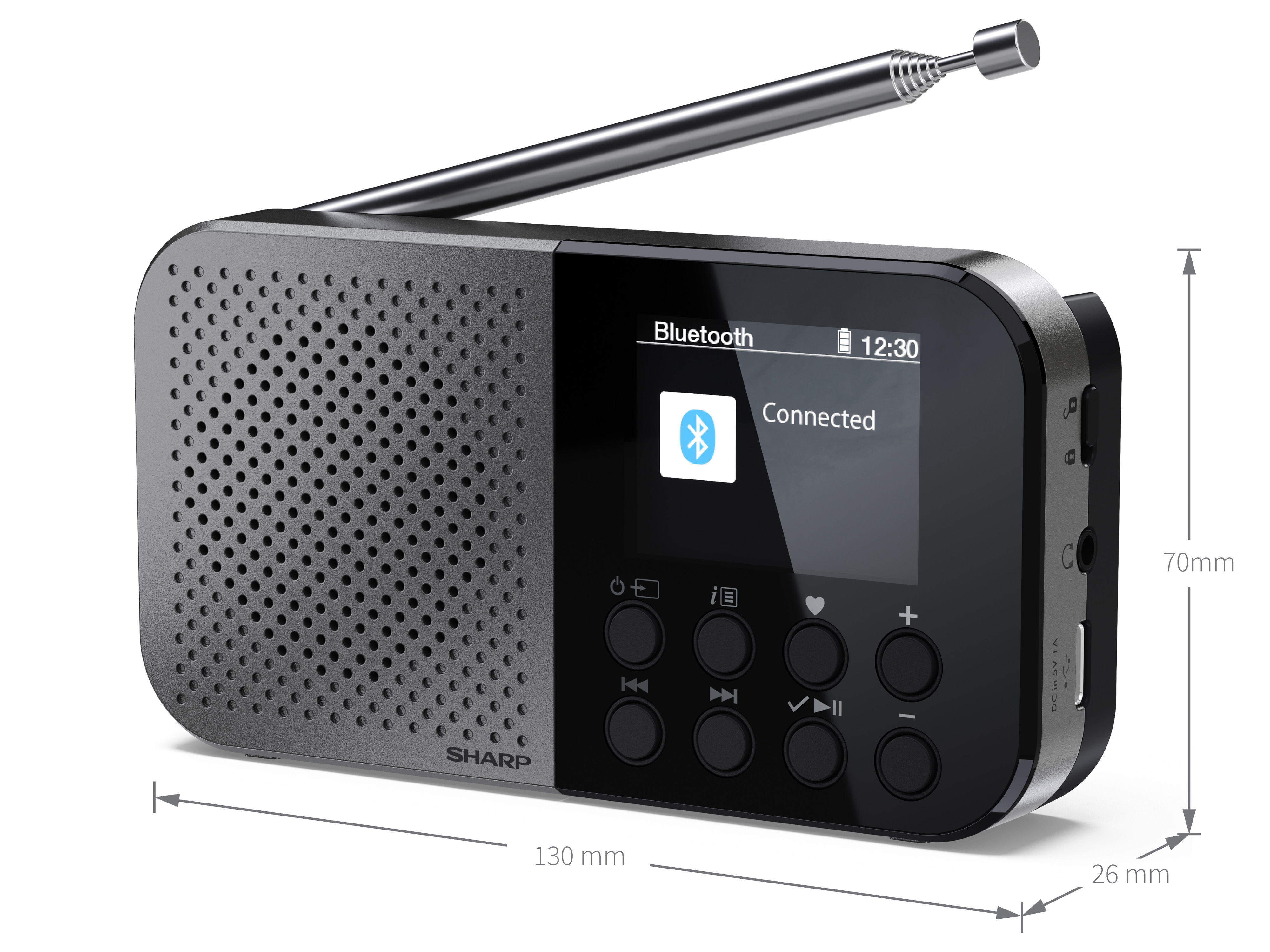 SHARP Digitalradio-tragbar DR-P520, schwarz, DAB+, Bluetooth, USB-C